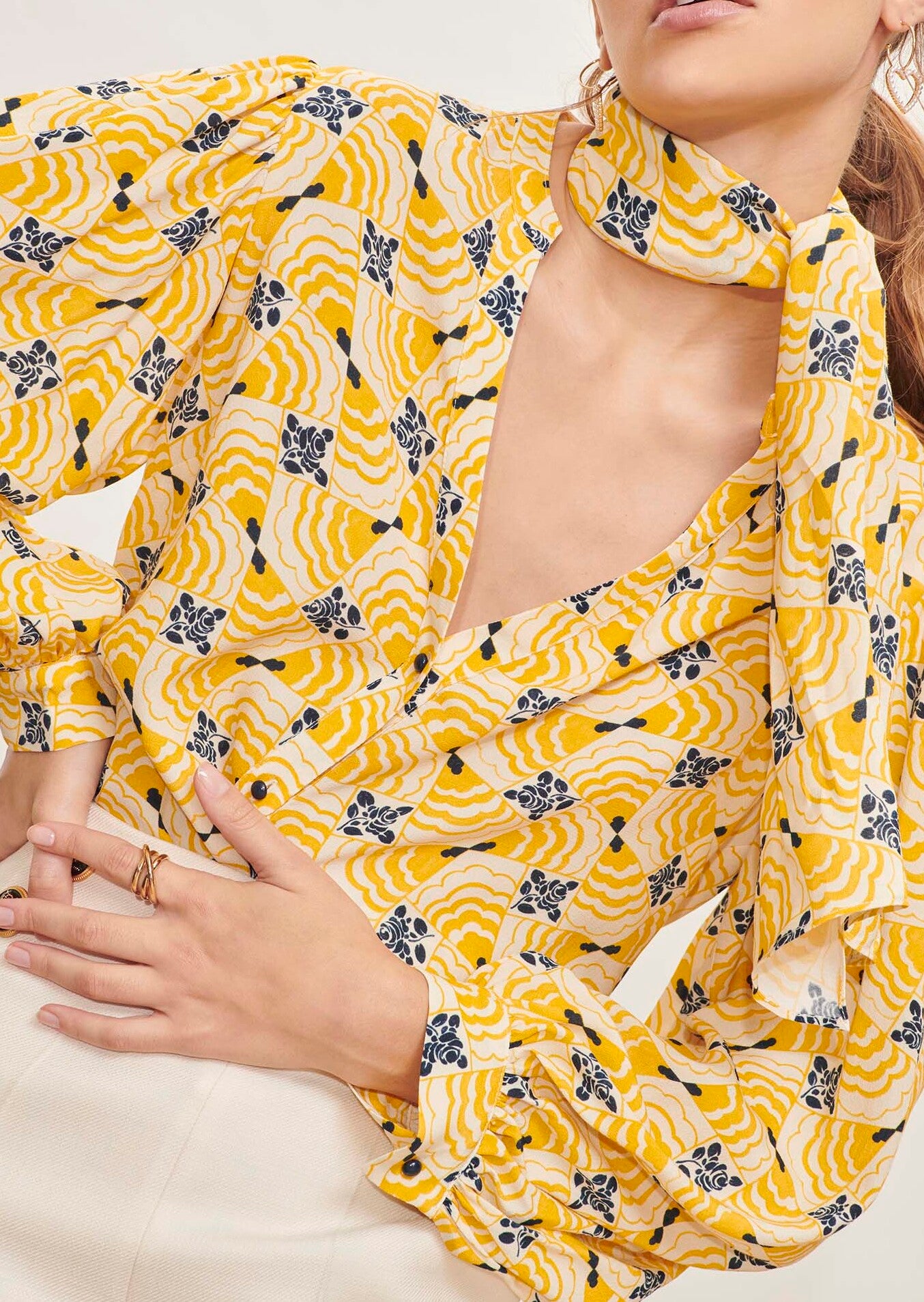 Chemise Constanza jaune imprimé fleuri Faume - seconde main