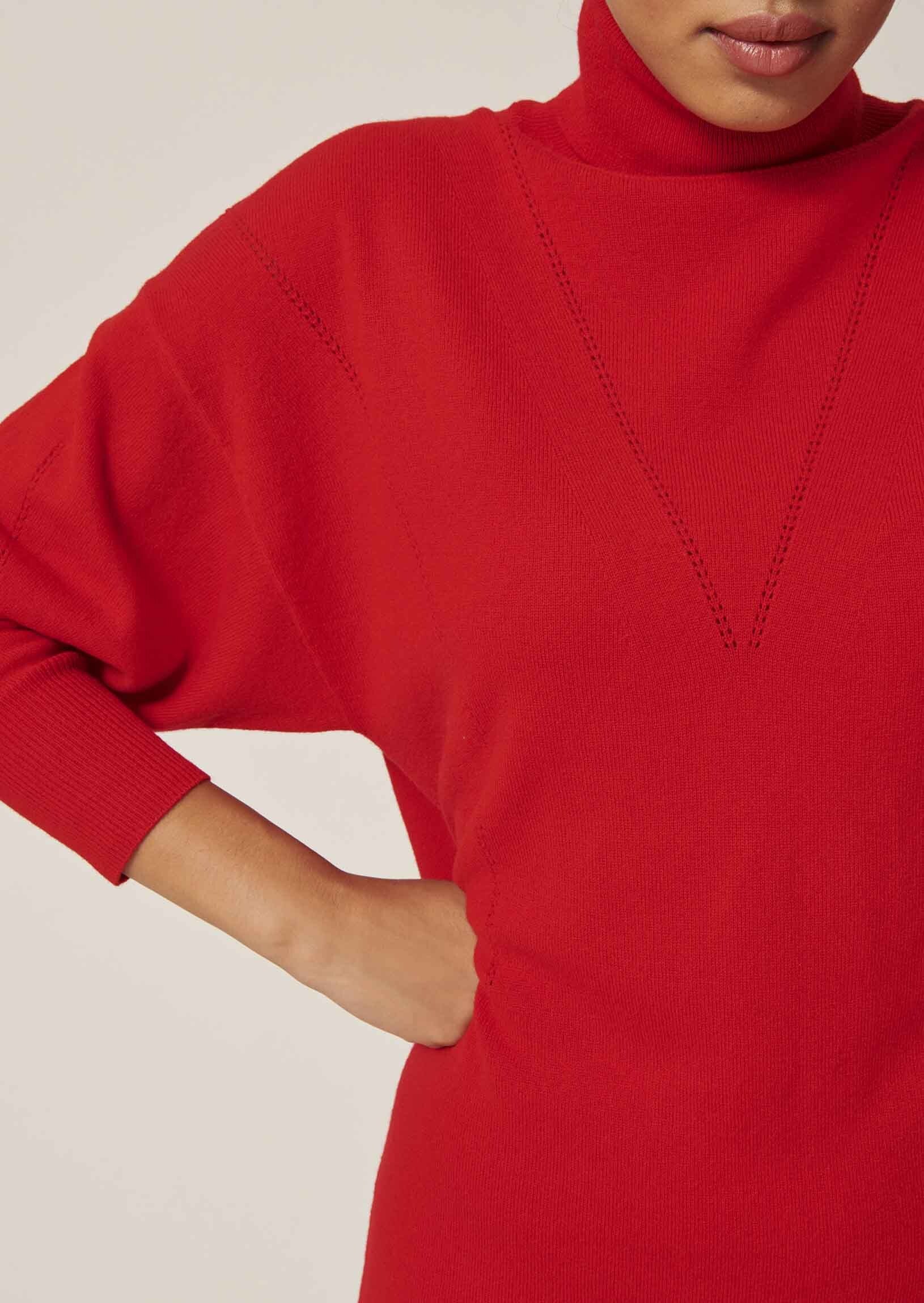 Robe pull Rybbi rouge en merinos et cachemire Faume - seconde main