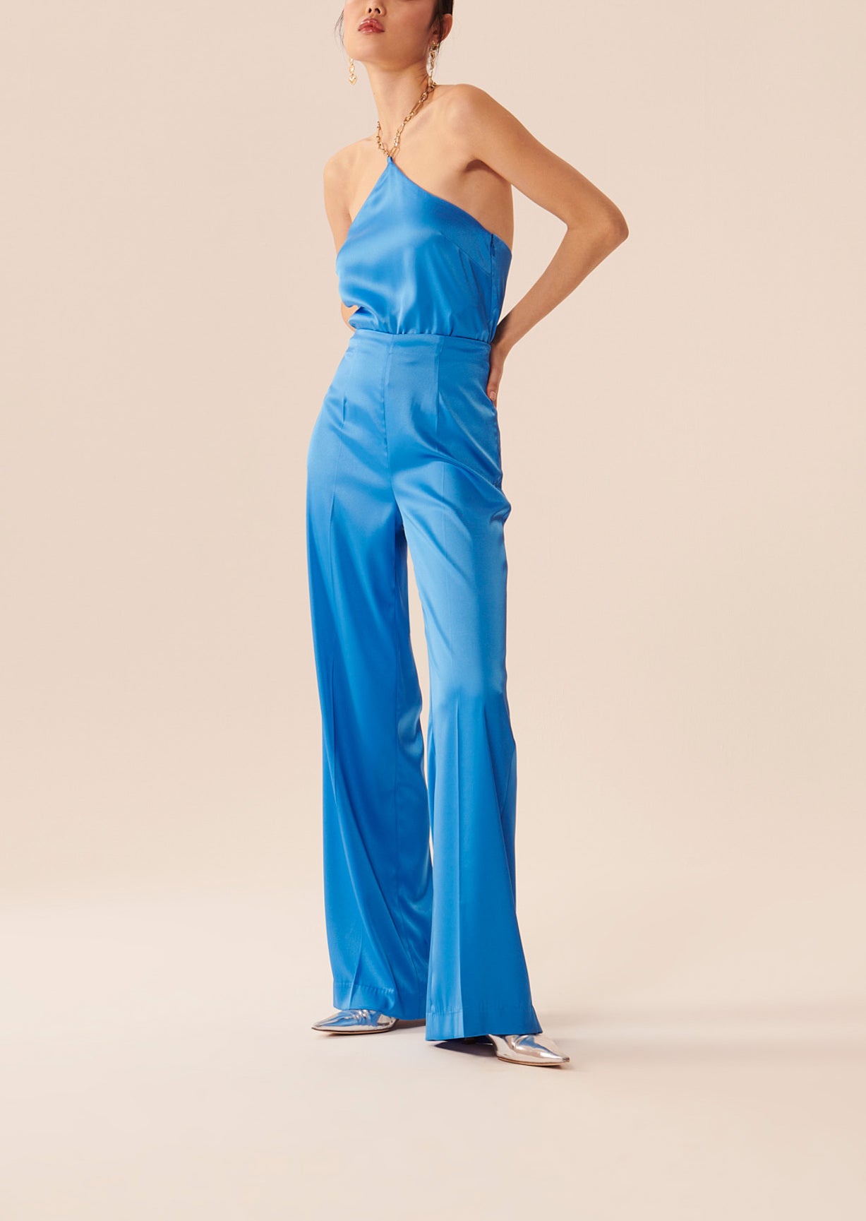 Pantalon Poema bleu en satin Faume - seconde main