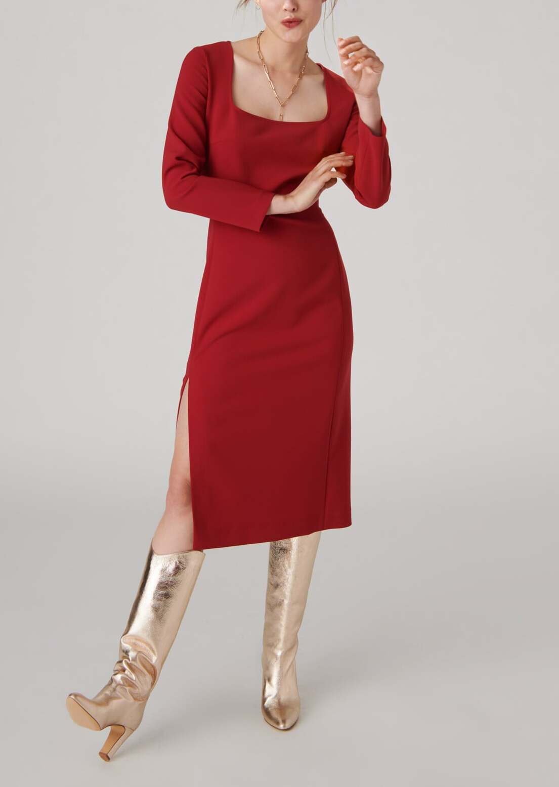 Robe midi Ringo en tailleur stretch flamme Faume - seconde main