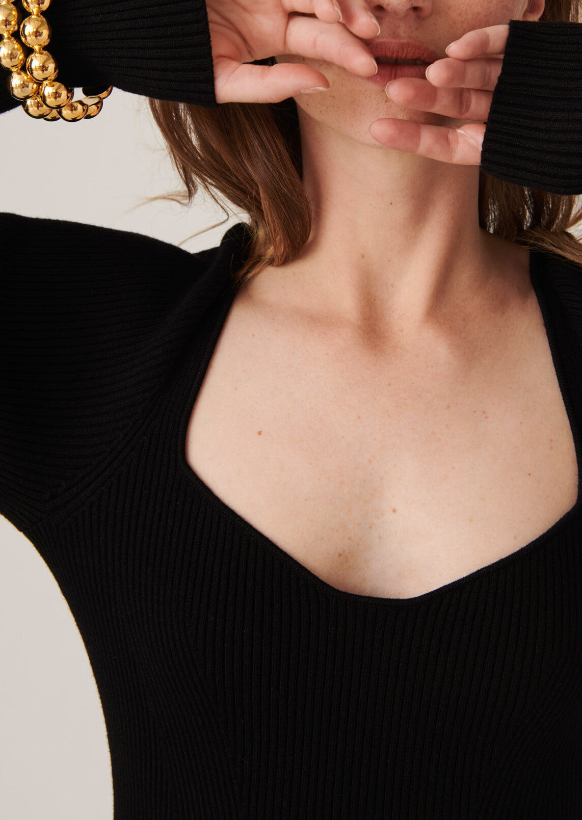 Robe en maille Nelina en viscose côtelée noire Faume - seconde main