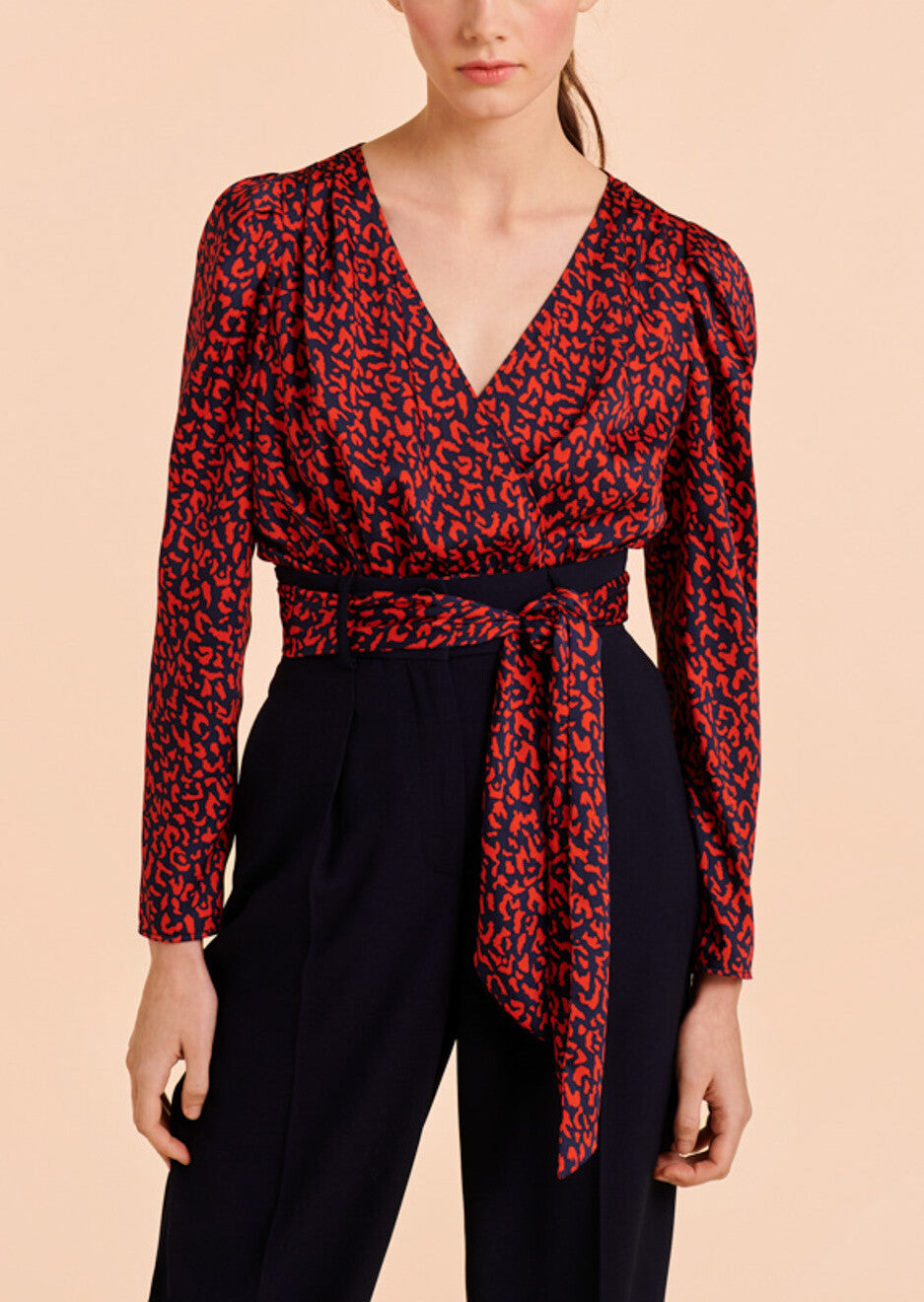 Top Tanais bleu nuit imprimé animal en twill Faume - seconde main