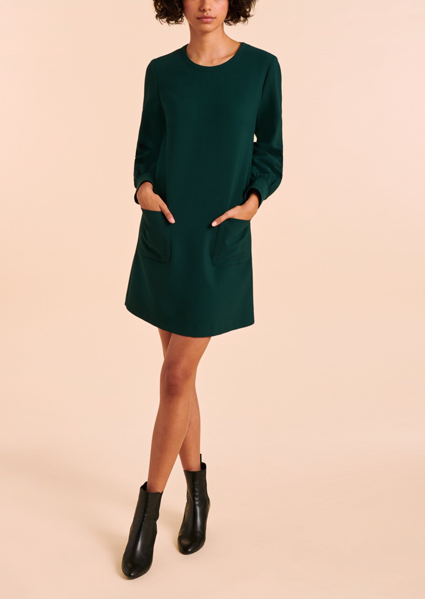 Robe courte vert bouteille en toile double Faume - seconde main