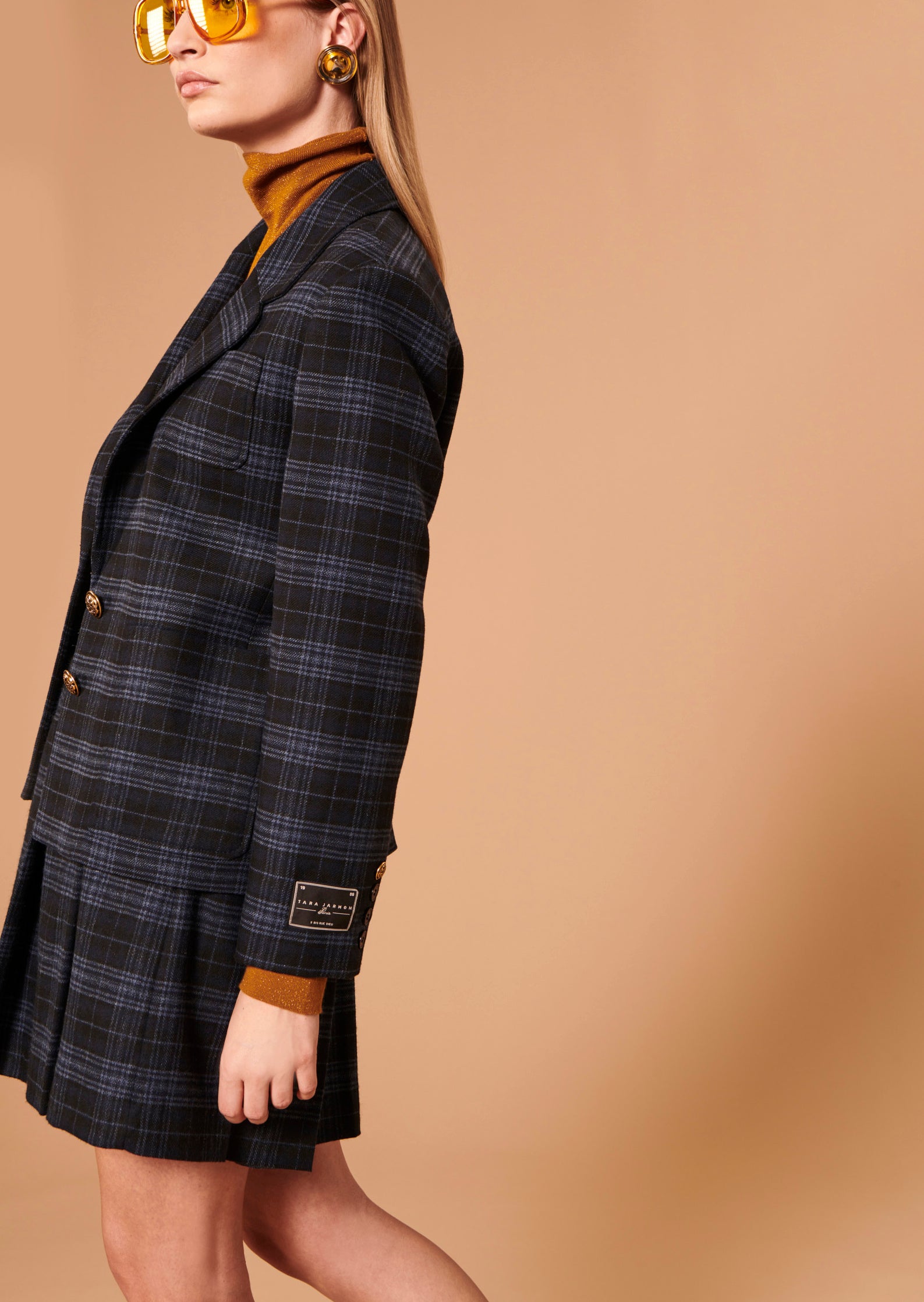 Veste Valy bleu nuit en tartan Faume - seconde main