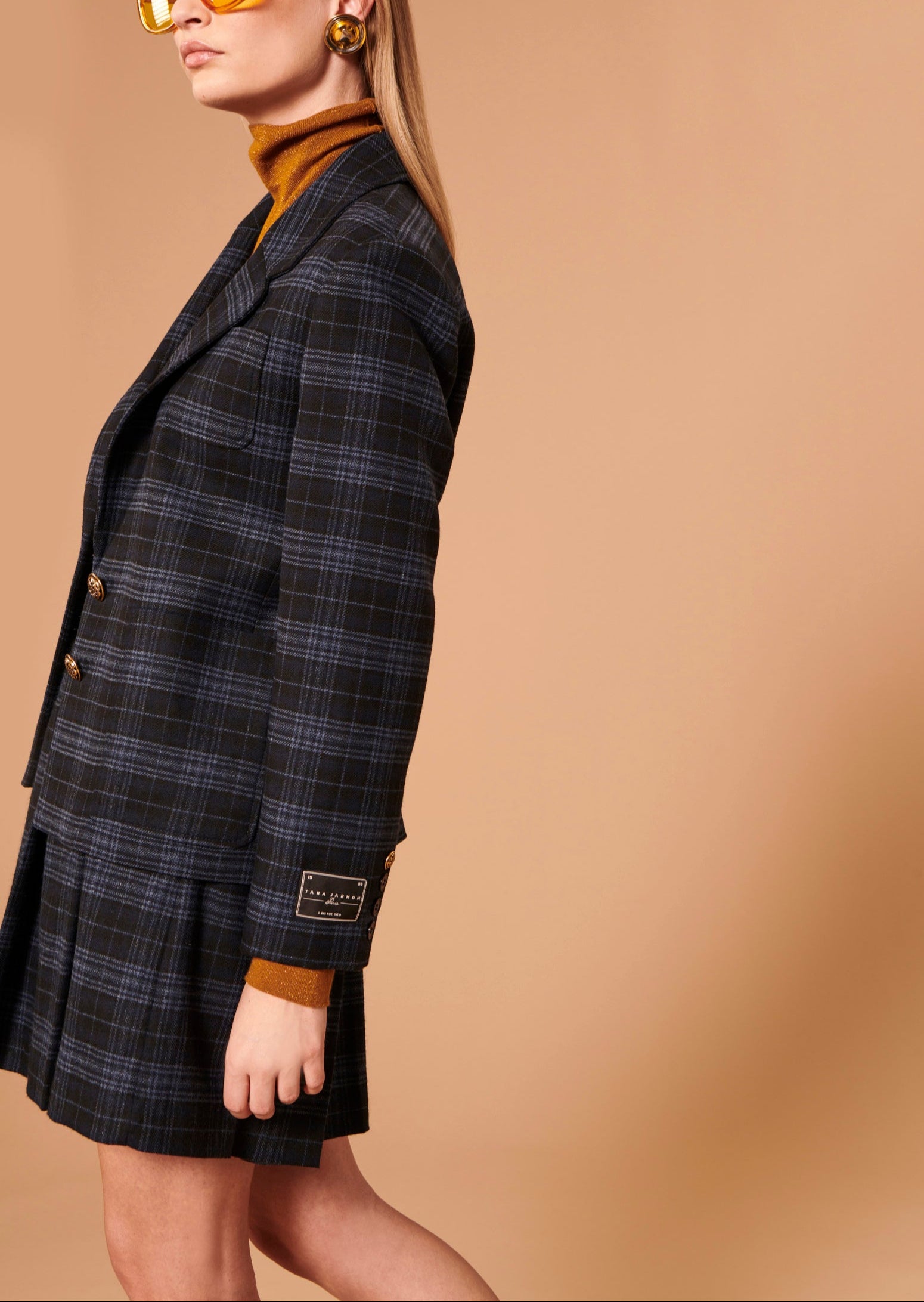 Veste Valy bleu nuit en tartan Faume - seconde main