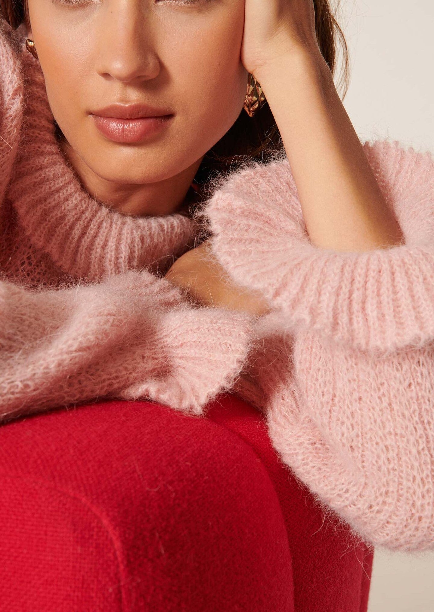 Robe pull Redestro rose en mohair et alpaga Faume - seconde main