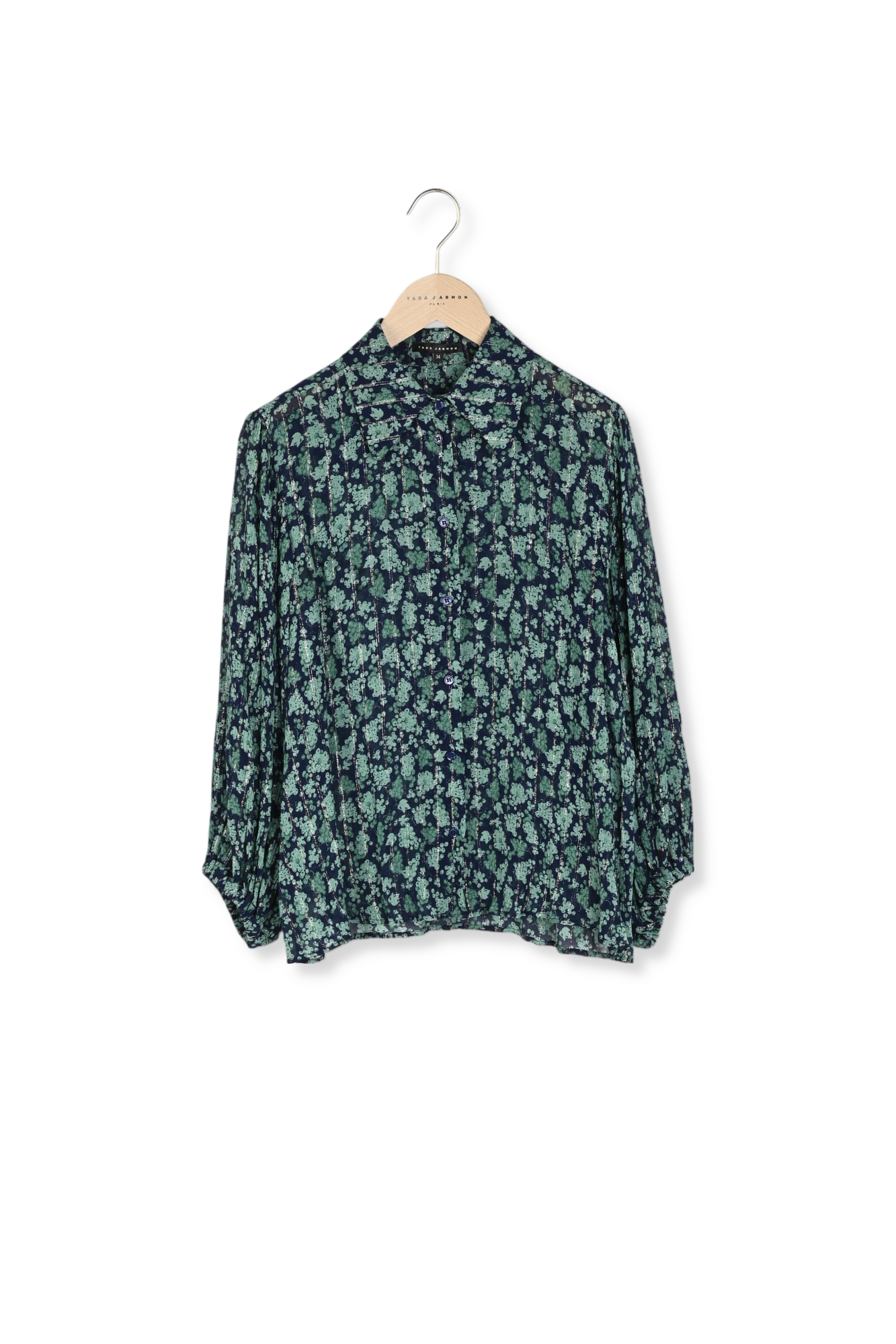 Chemise Taissa bleu nuit et verte imprimé myrtilles Faume - seconde main