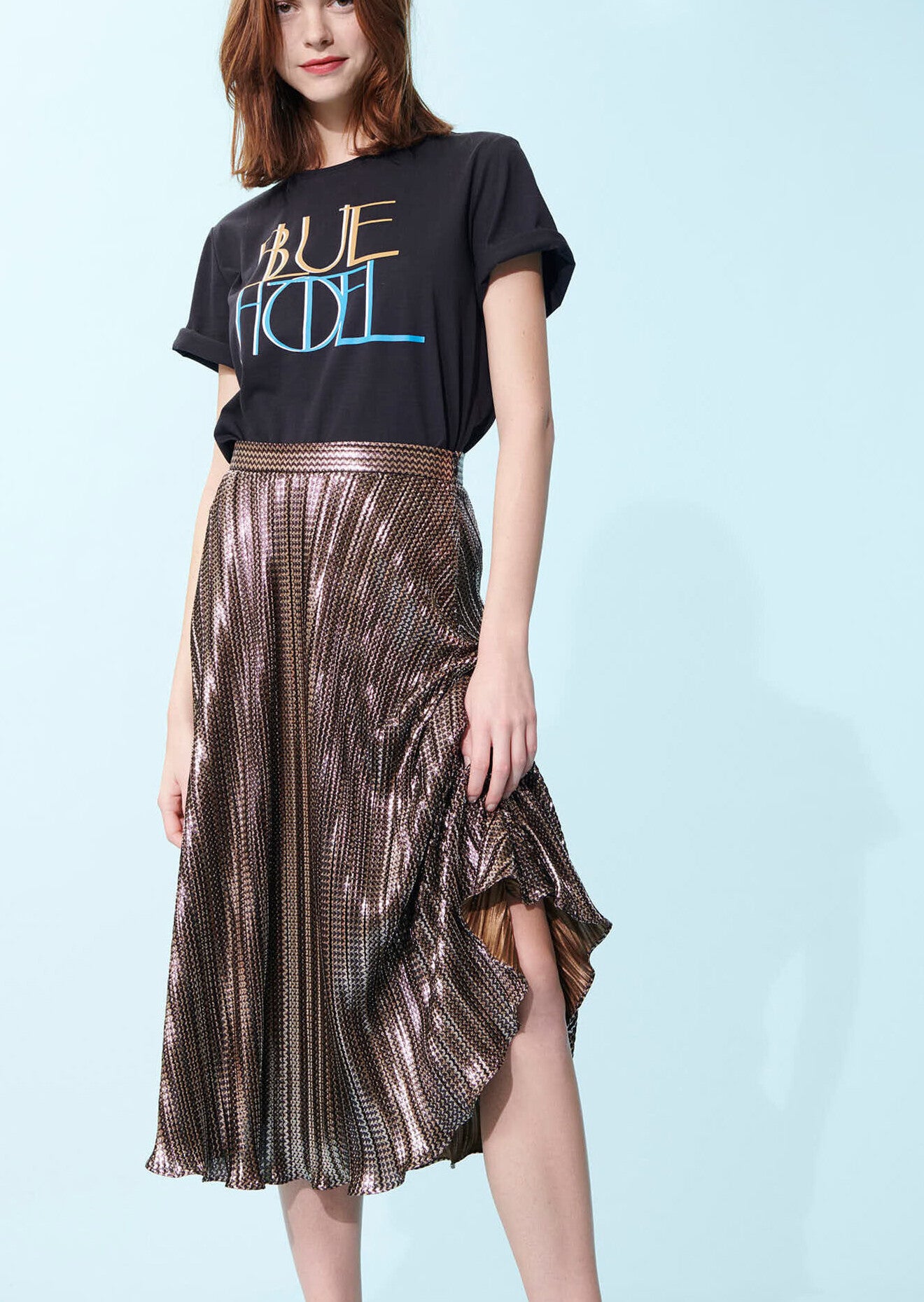 Jupe Josseline noire en lurex plissé Faume - seconde main