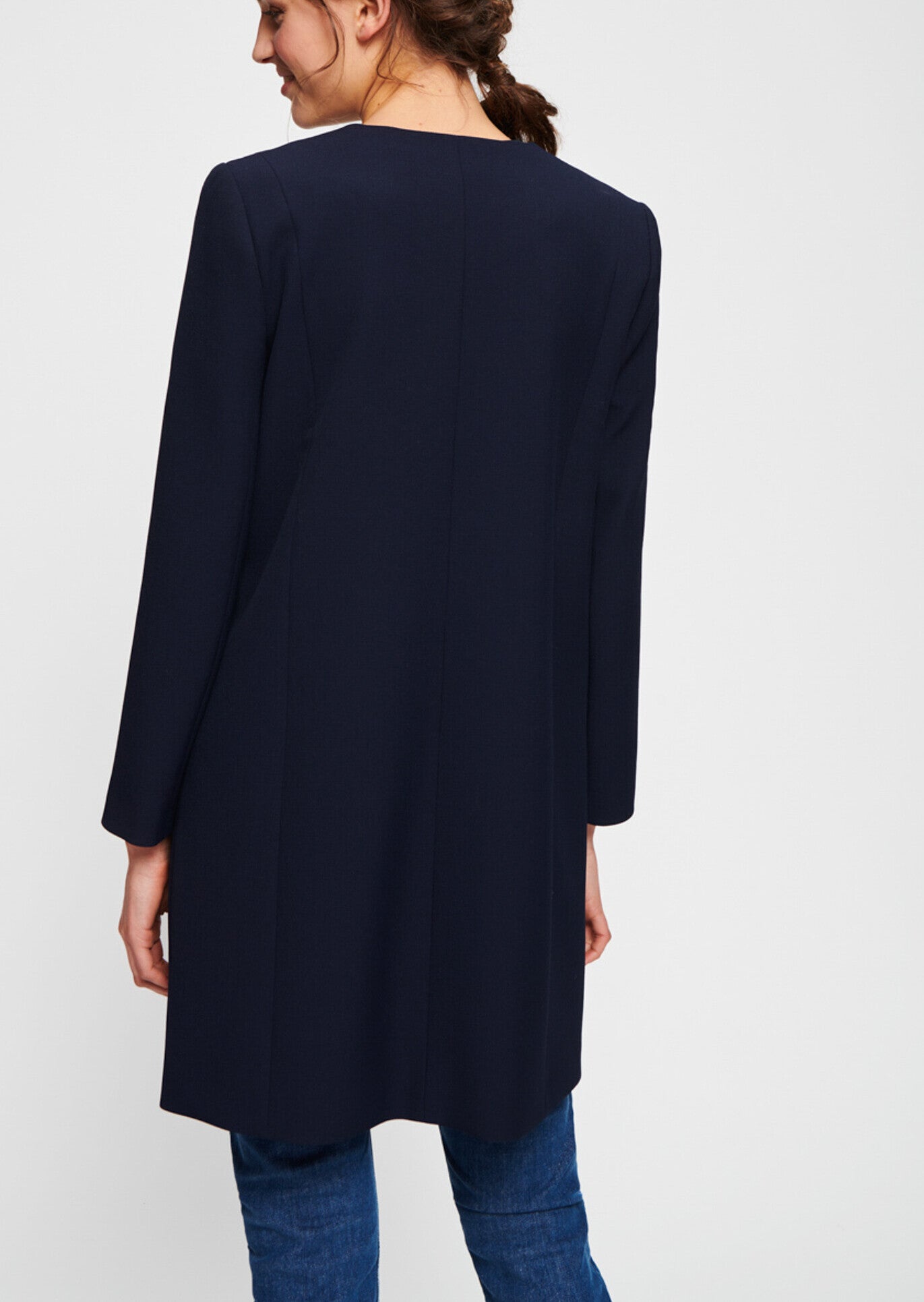 Manteau bijou bleu nuit en toile gabardine Faume - seconde main