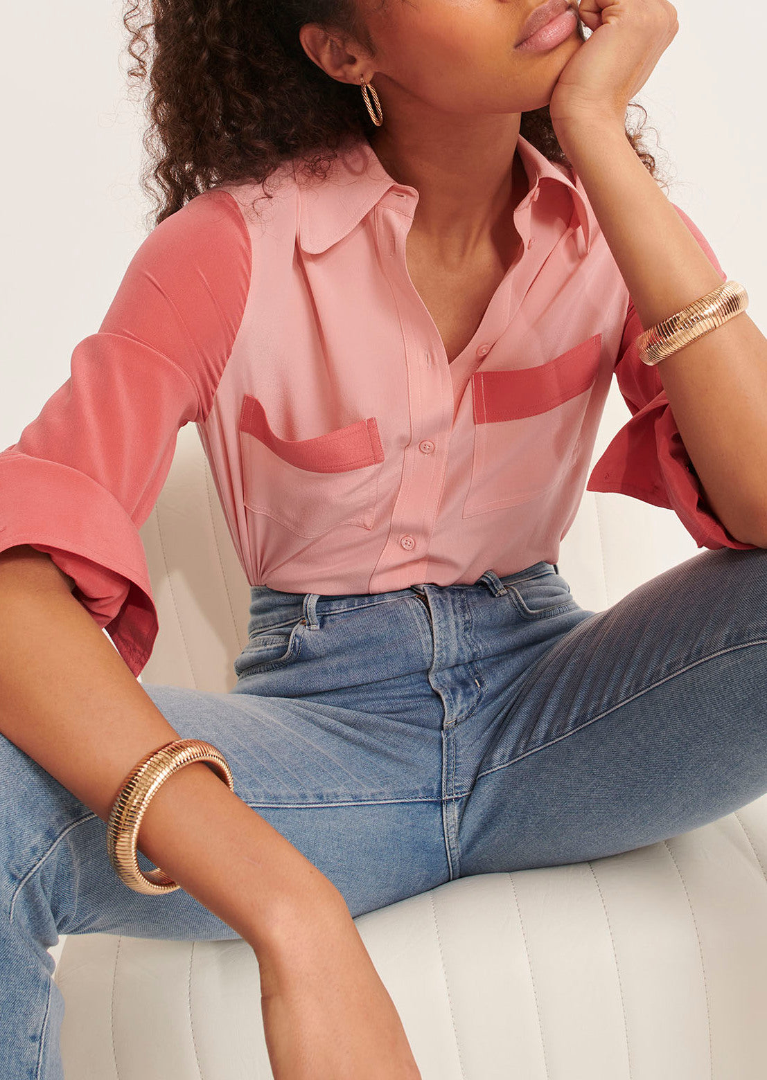 Chemise Canella vieux rose en crêpe de Chine Faume - seconde main