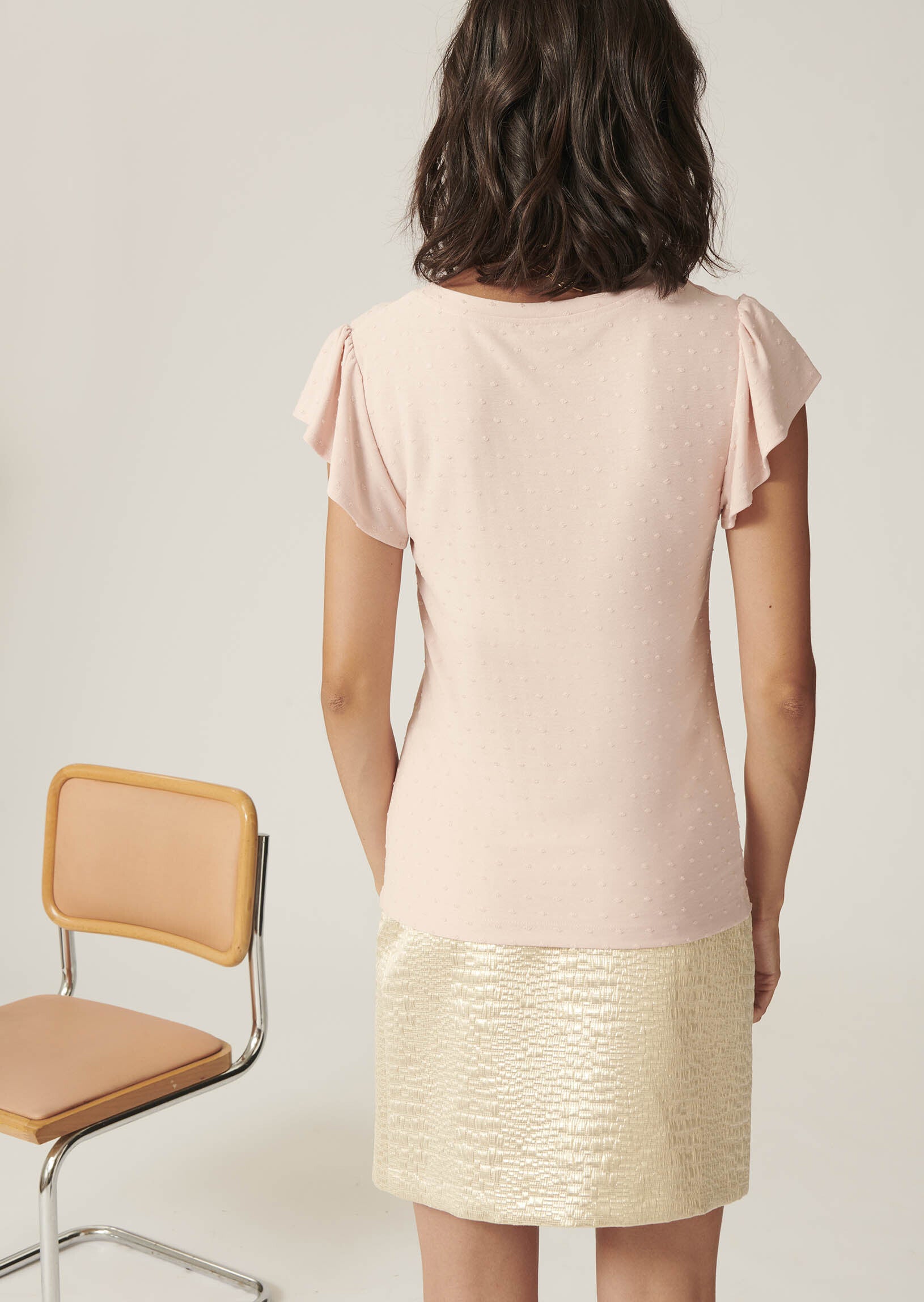 T-shirt Tiago rose pâle en jersey Faume - seconde main