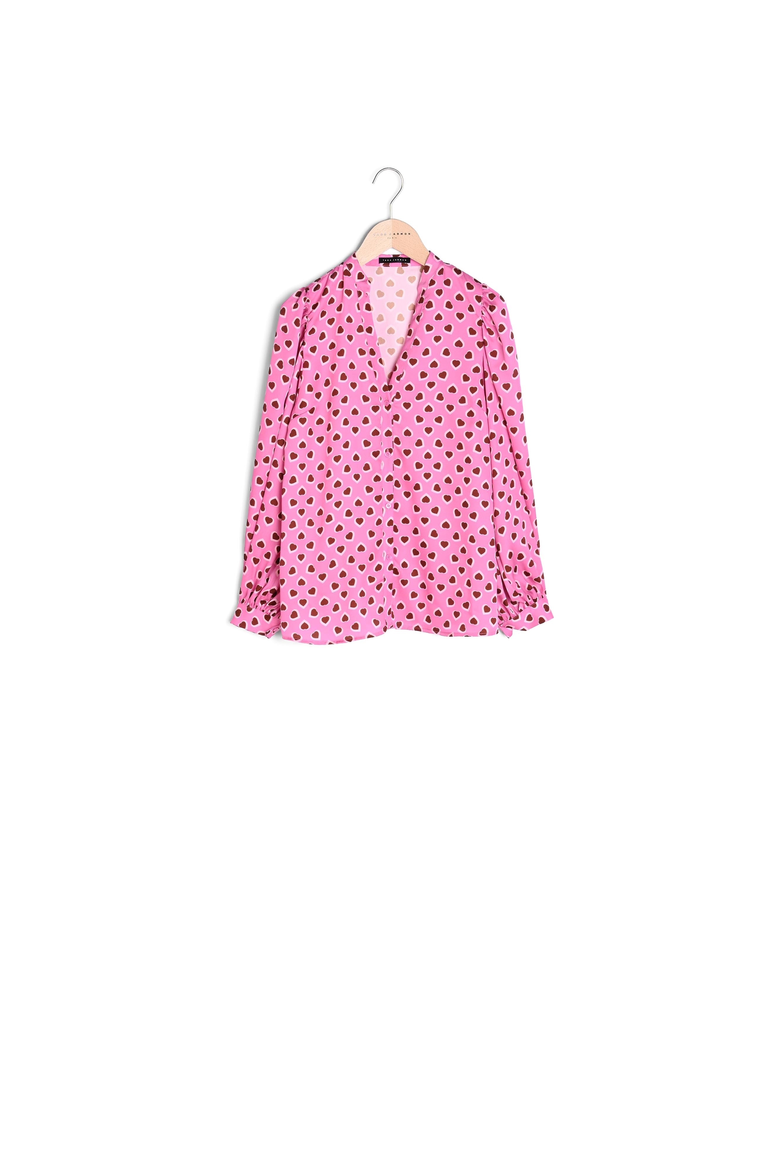 Chemise Claire rose imprimé coeurs Faume - seconde main