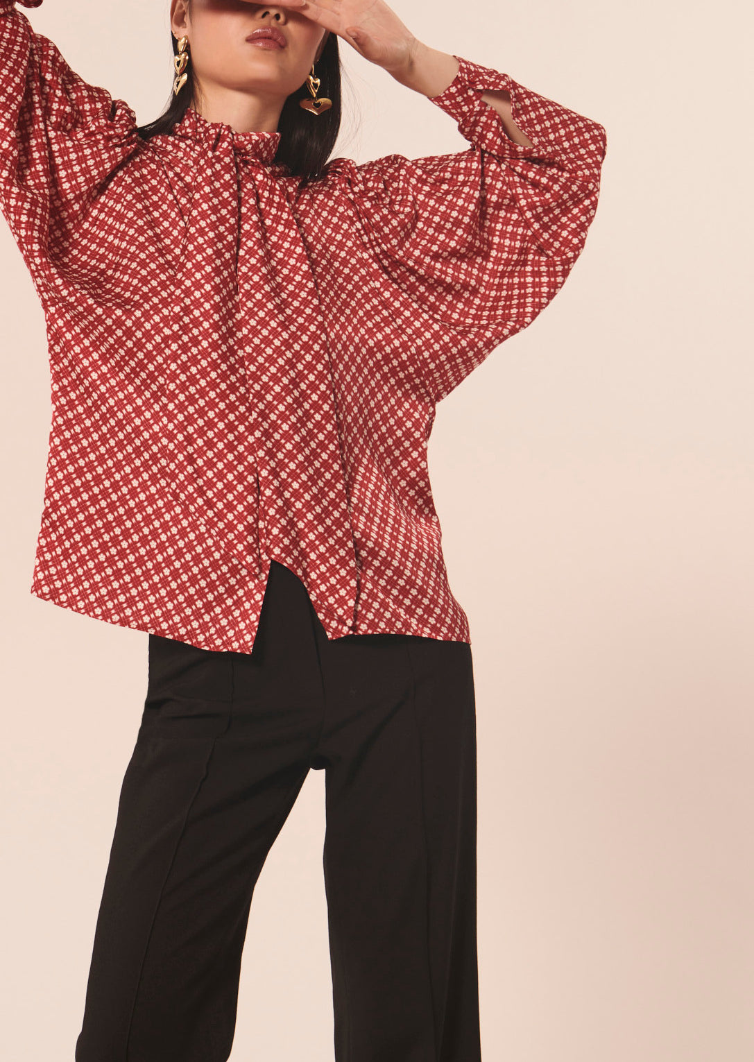 Chemise Candy rouge imprimé fleuri en satin Faume - seconde main