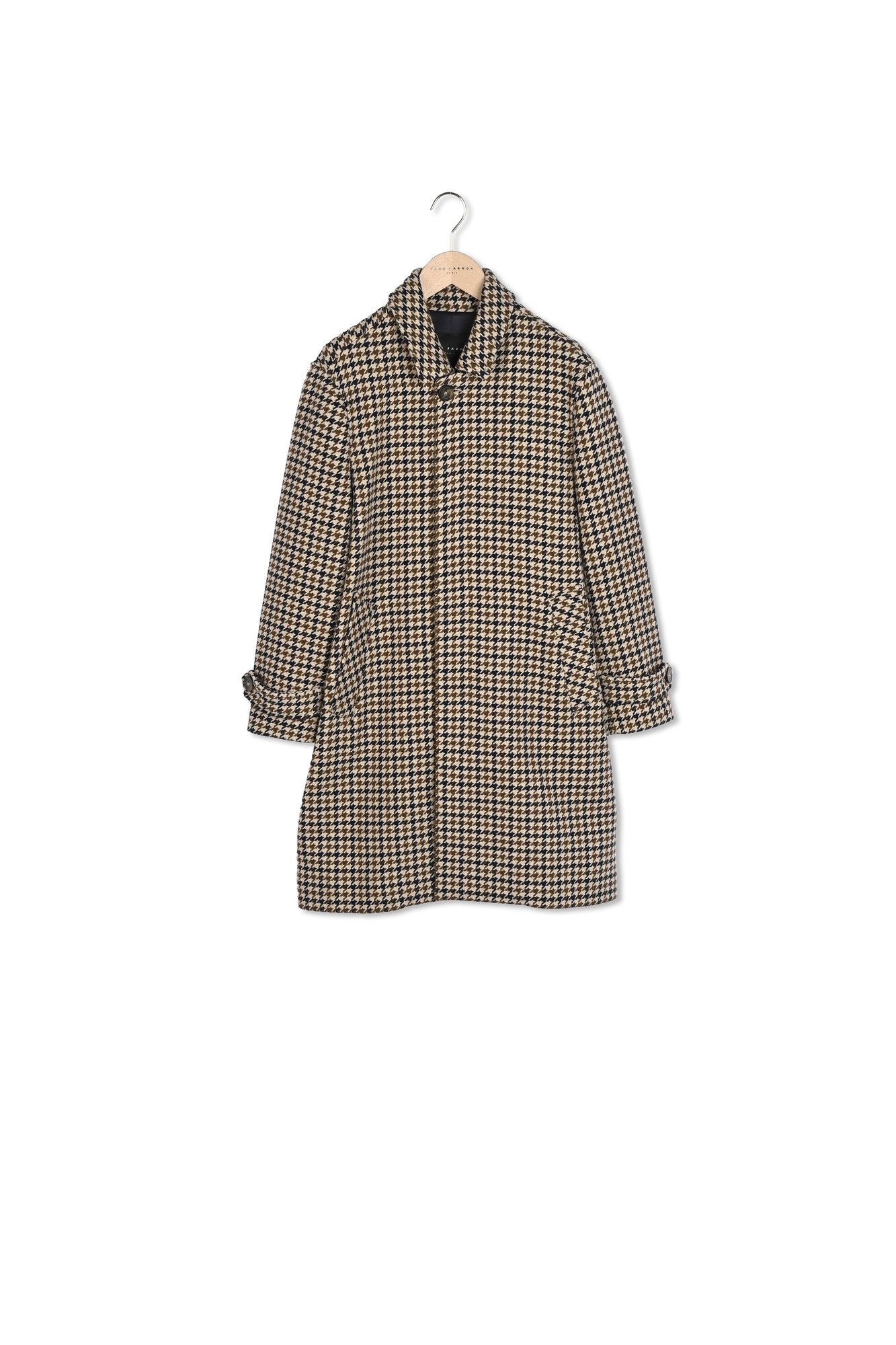 Manteau Martha moka en laine pied de poule Faume - seconde main