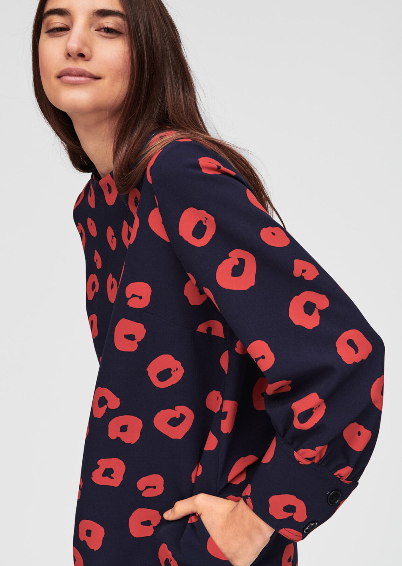 Robe bleu nuit motif rouge Faume - seconde main