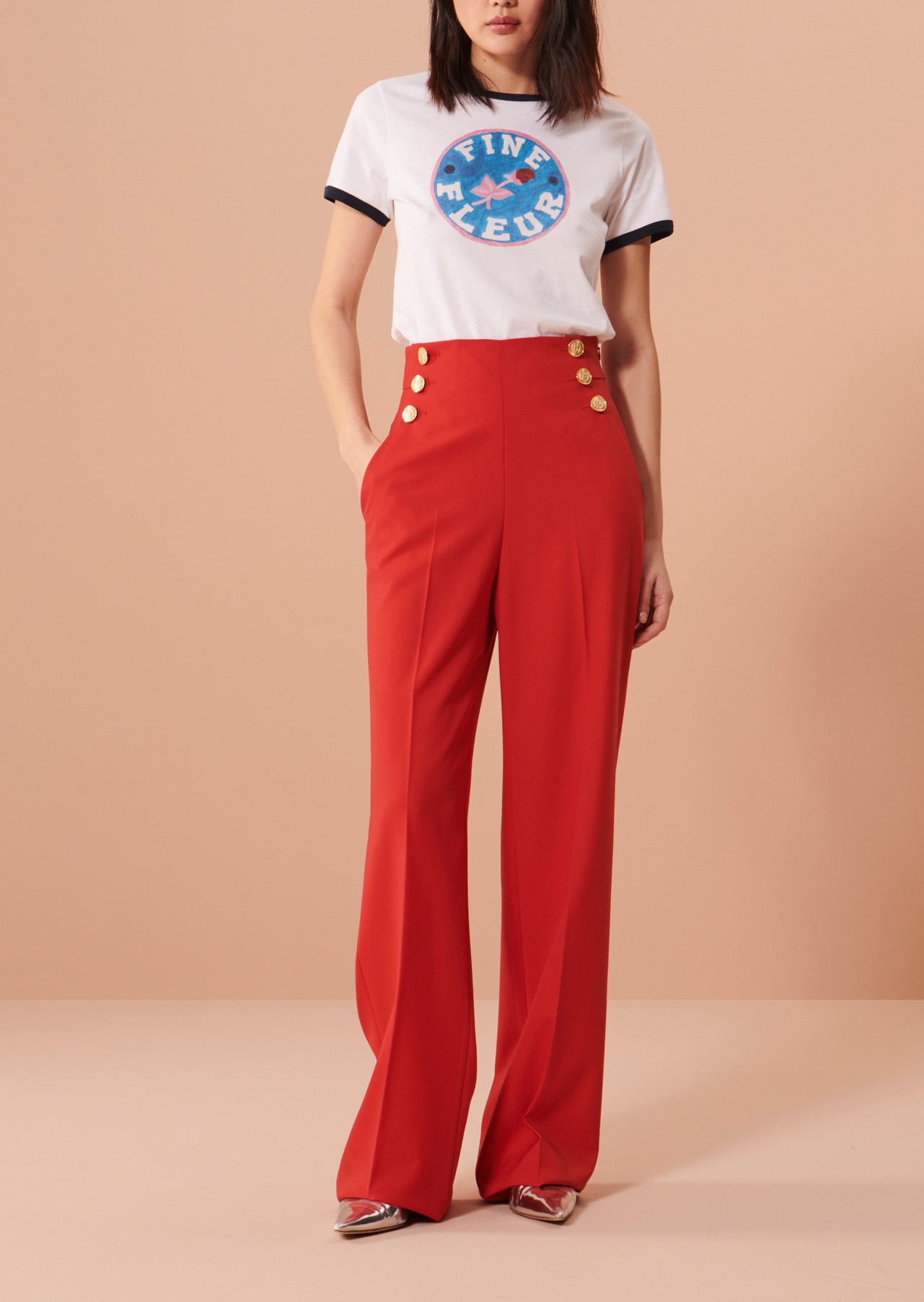 Pantalon Pilar rouge en laine froide Faume - seconde main