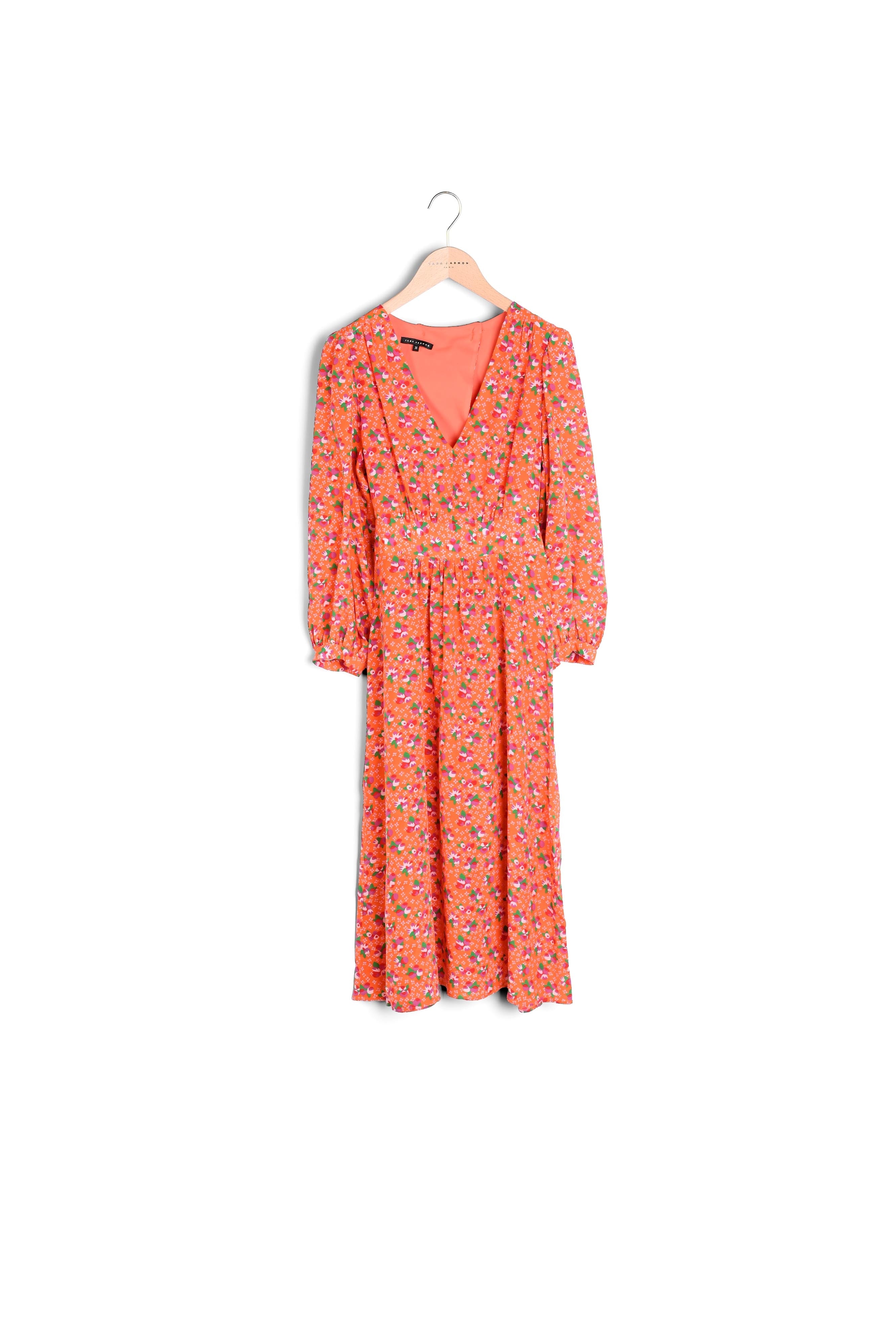 Robe mi-longue orange imprimé multicolor Faume - seconde main