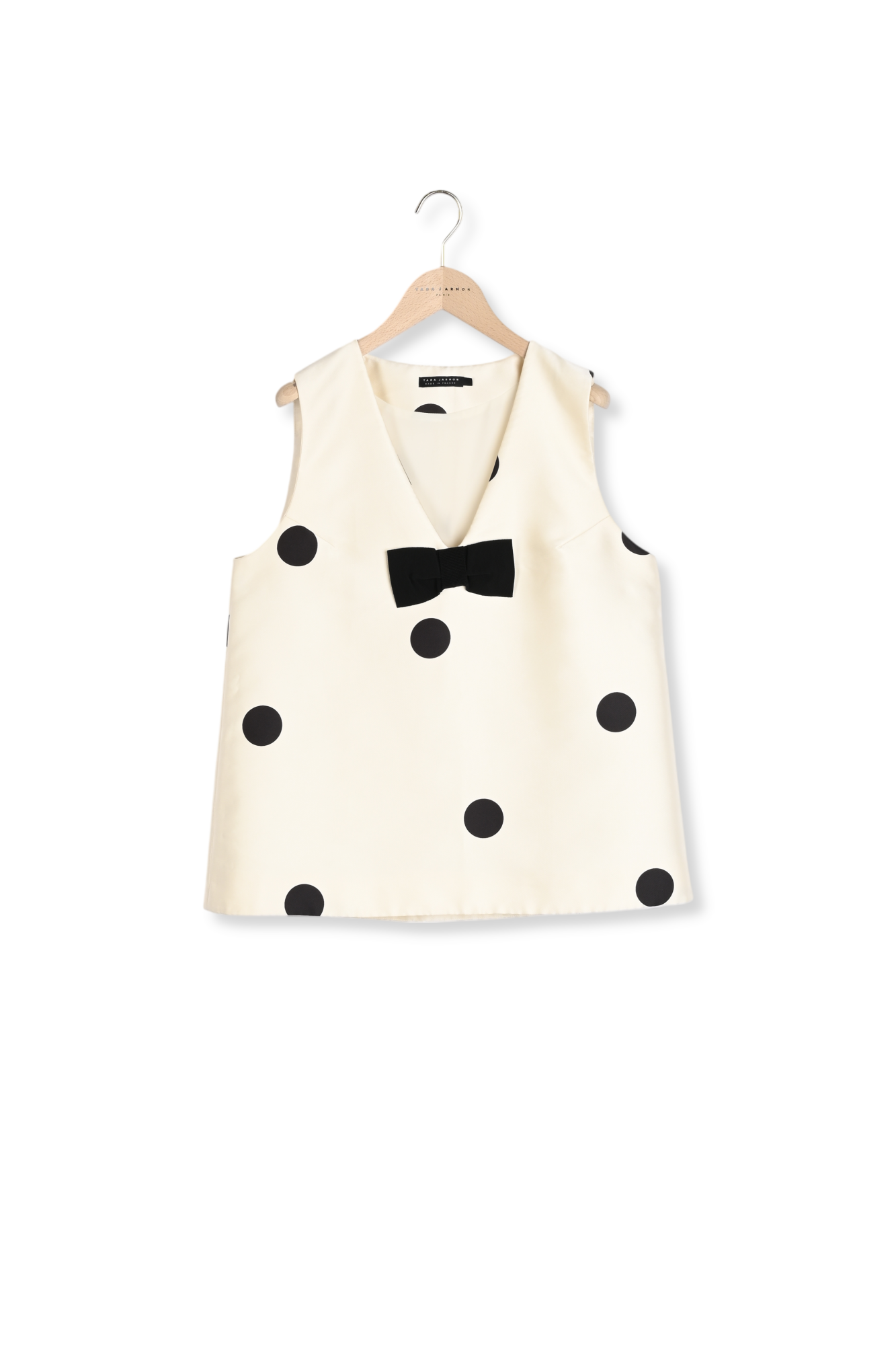 Top écru imprimé gros pois noirs Topaze Faume - seconde main