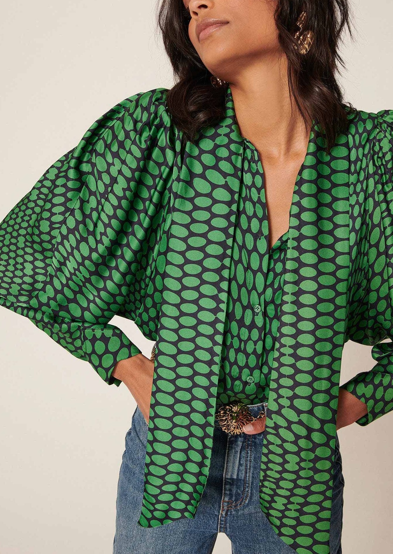 Chemise Candy verte imprimé pois Faume - seconde main