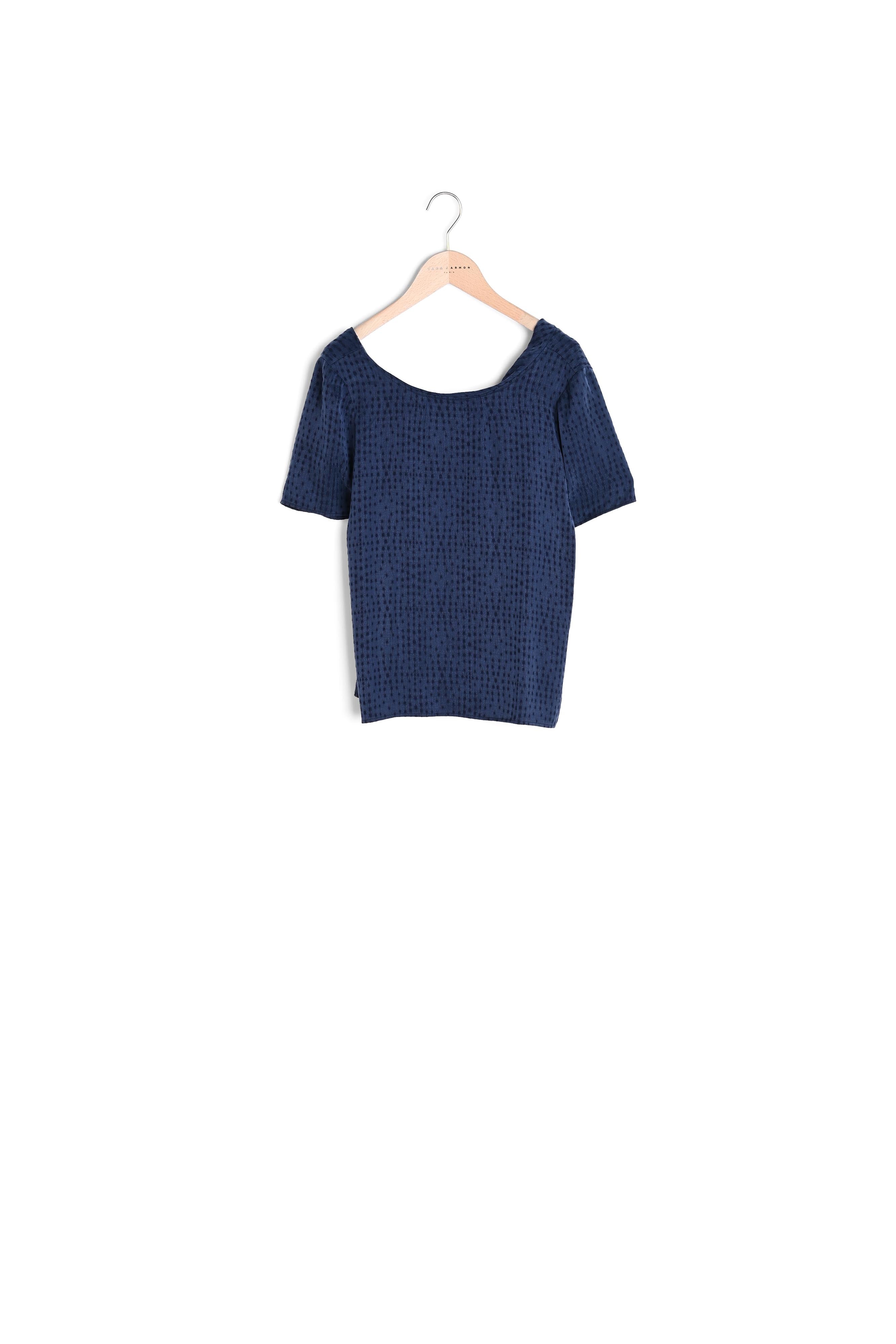 Top Tee marine en jacquard Faume - seconde main