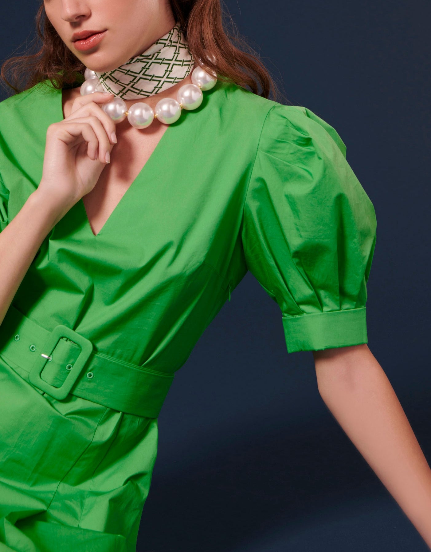 Robe Ranya verte en popeline Faume - seconde main