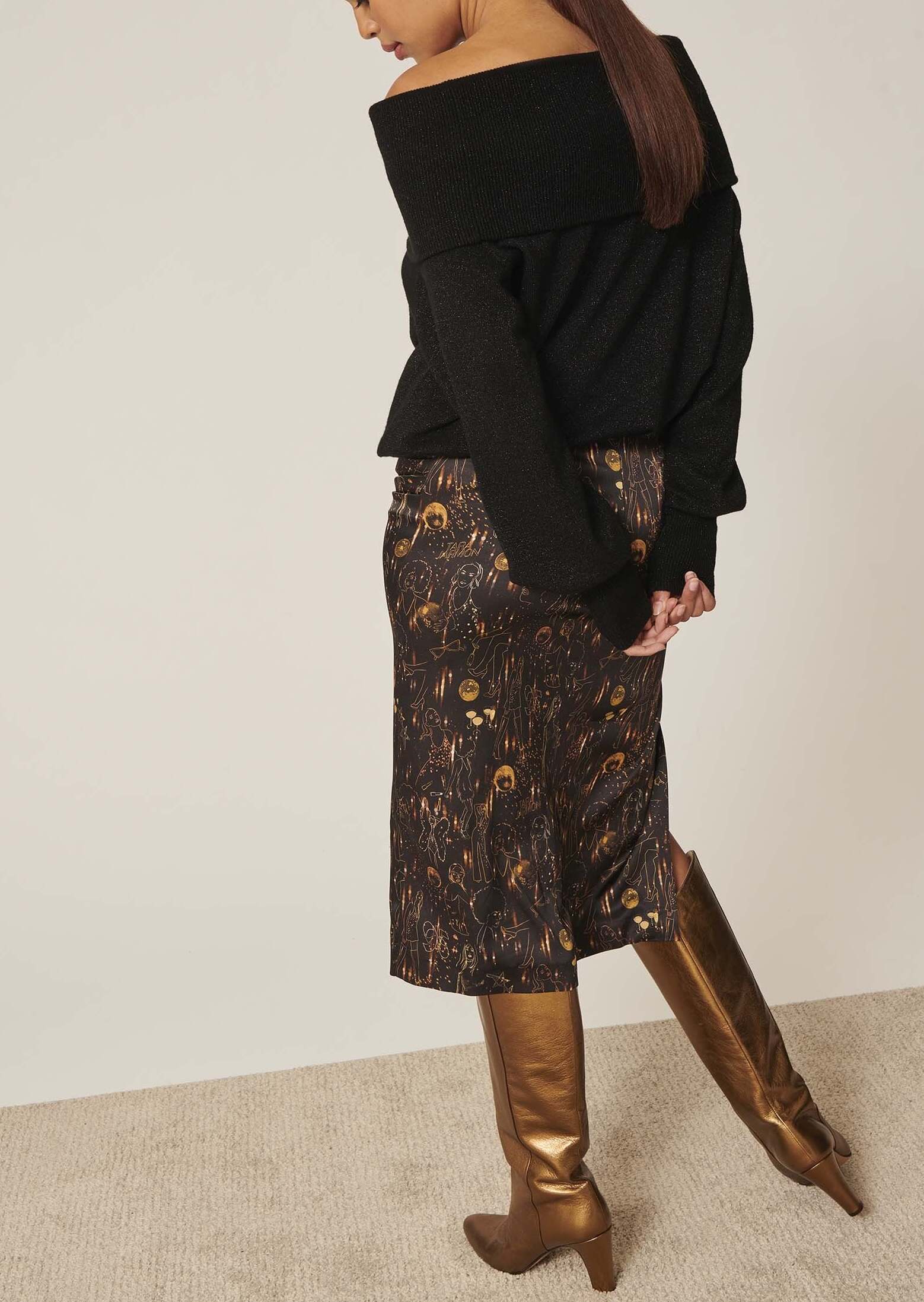 Jupe Jazz noire imprimé Tara Party Faume - seconde main