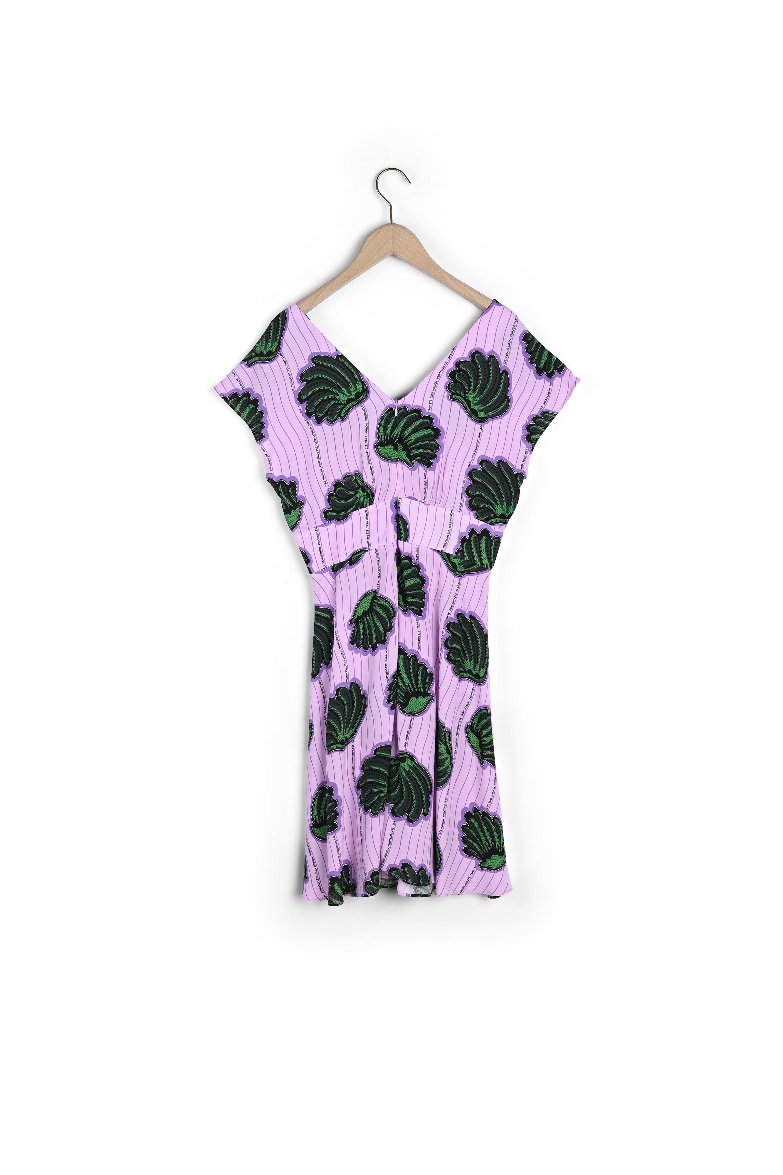 Robe courte Reilly en viscose parme imprimé de coquillages Faume - seconde main