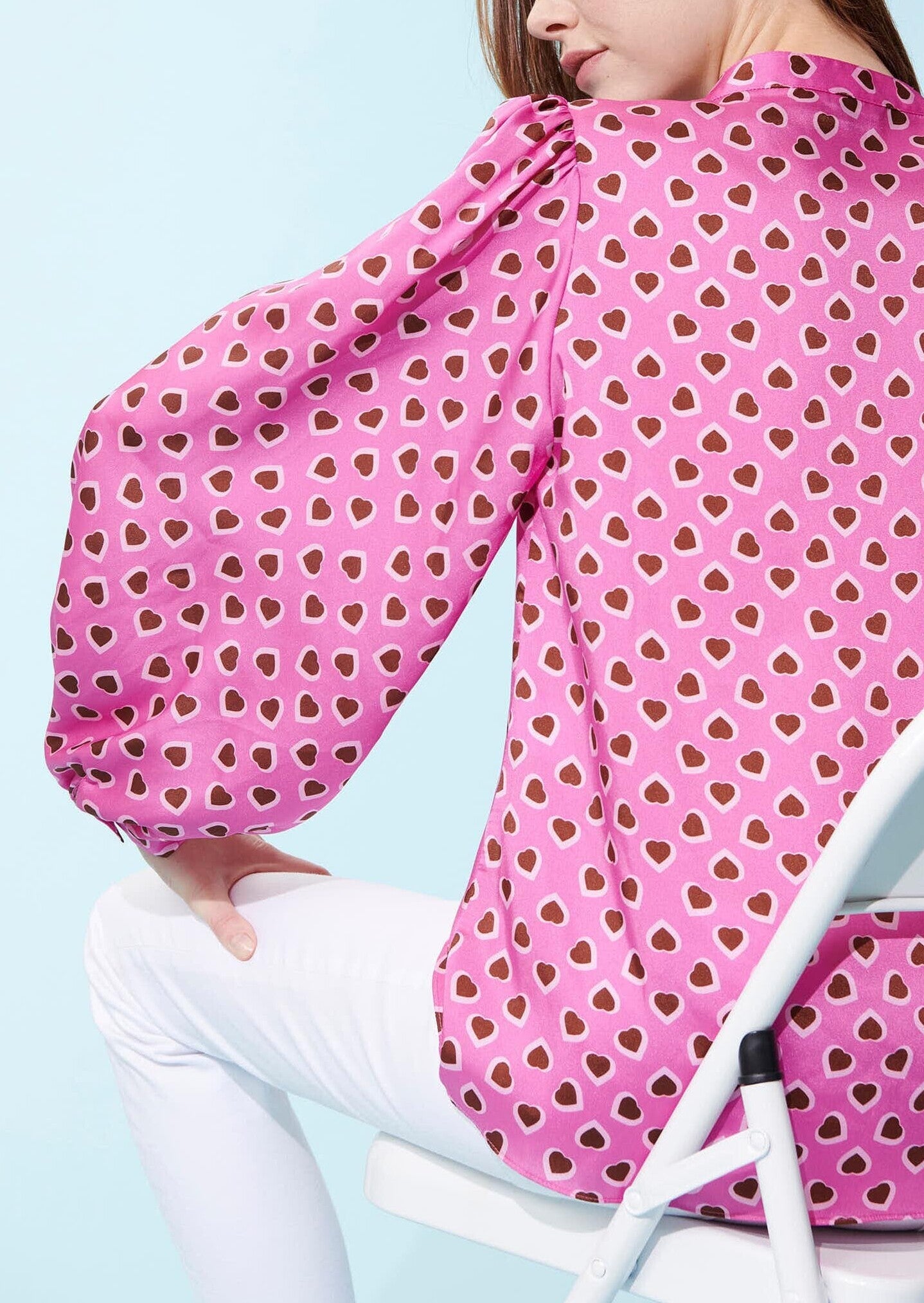 Chemise Claire rose imprimé coeurs Faume - seconde main