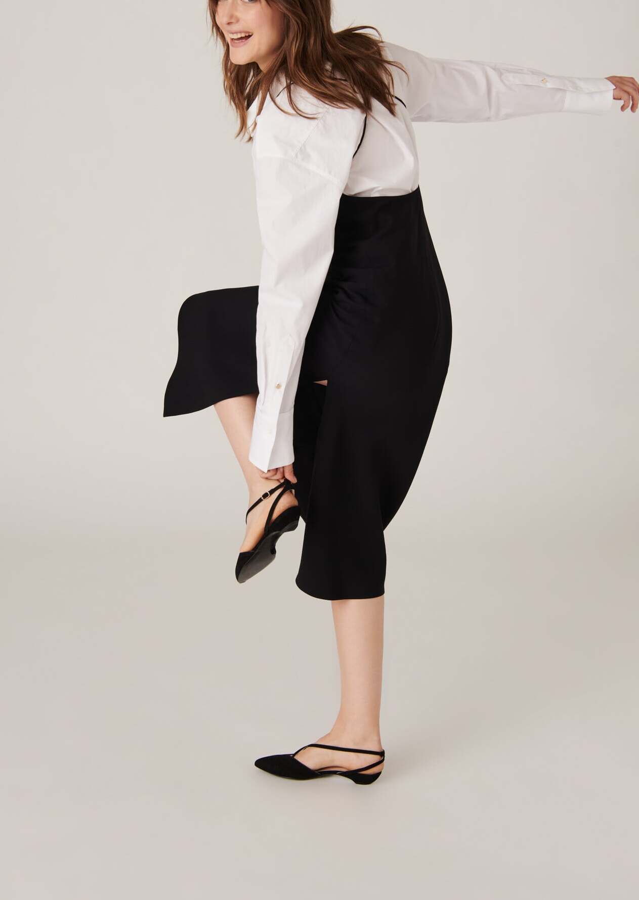 Slip dress Reany noire en crêpe envers satin Faume - seconde main