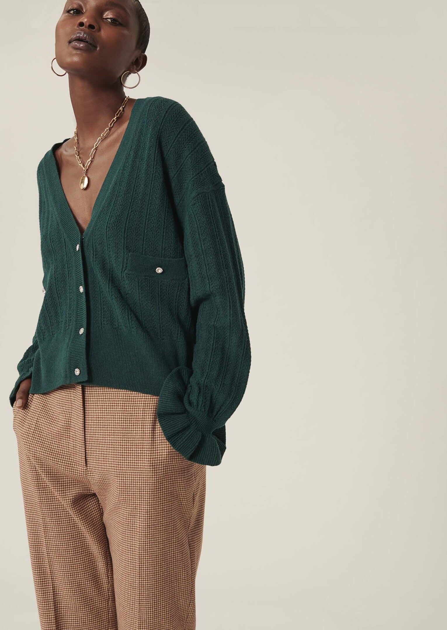 Gilet Giorgia vert en maille identitaire Faume - seconde main