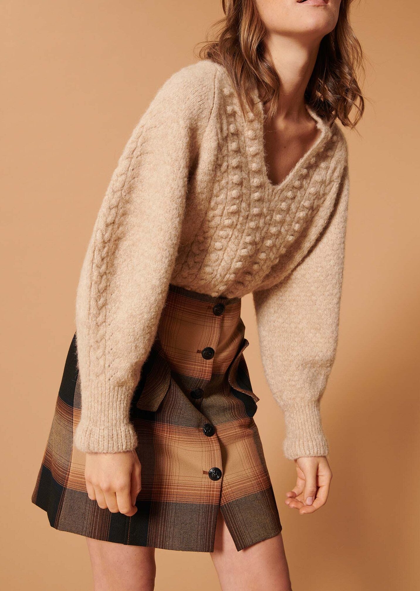 Jupe Jacomina marron en tartan Faume - seconde main