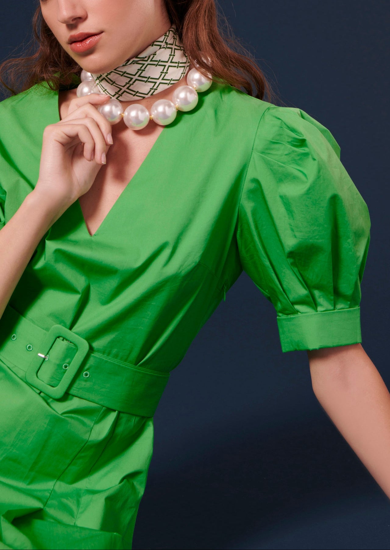 Robe Ranya verte en popeline Faume - seconde main