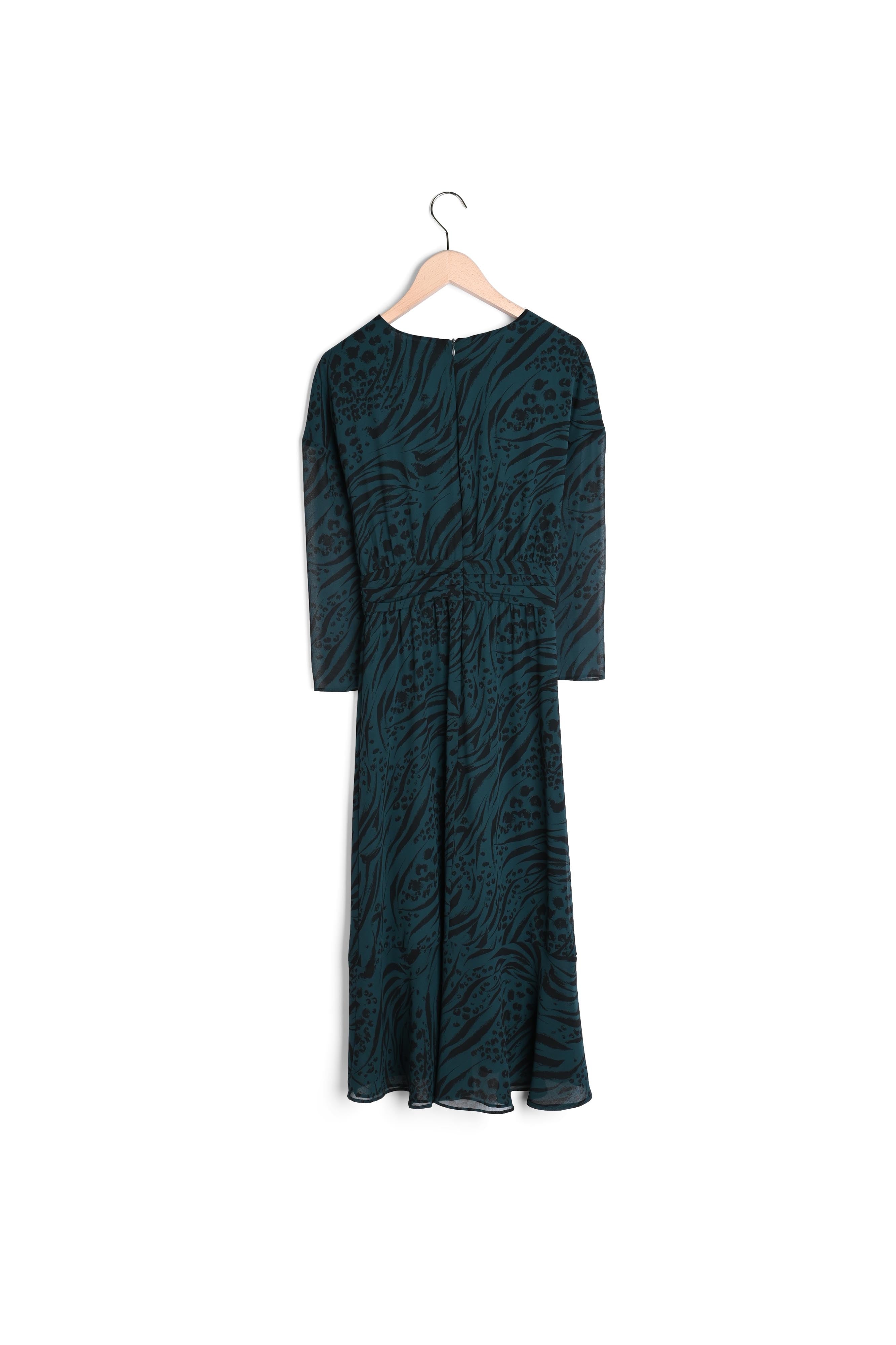 Robe mi-longue Romanella imprimé animal en georgette Faume - seconde main