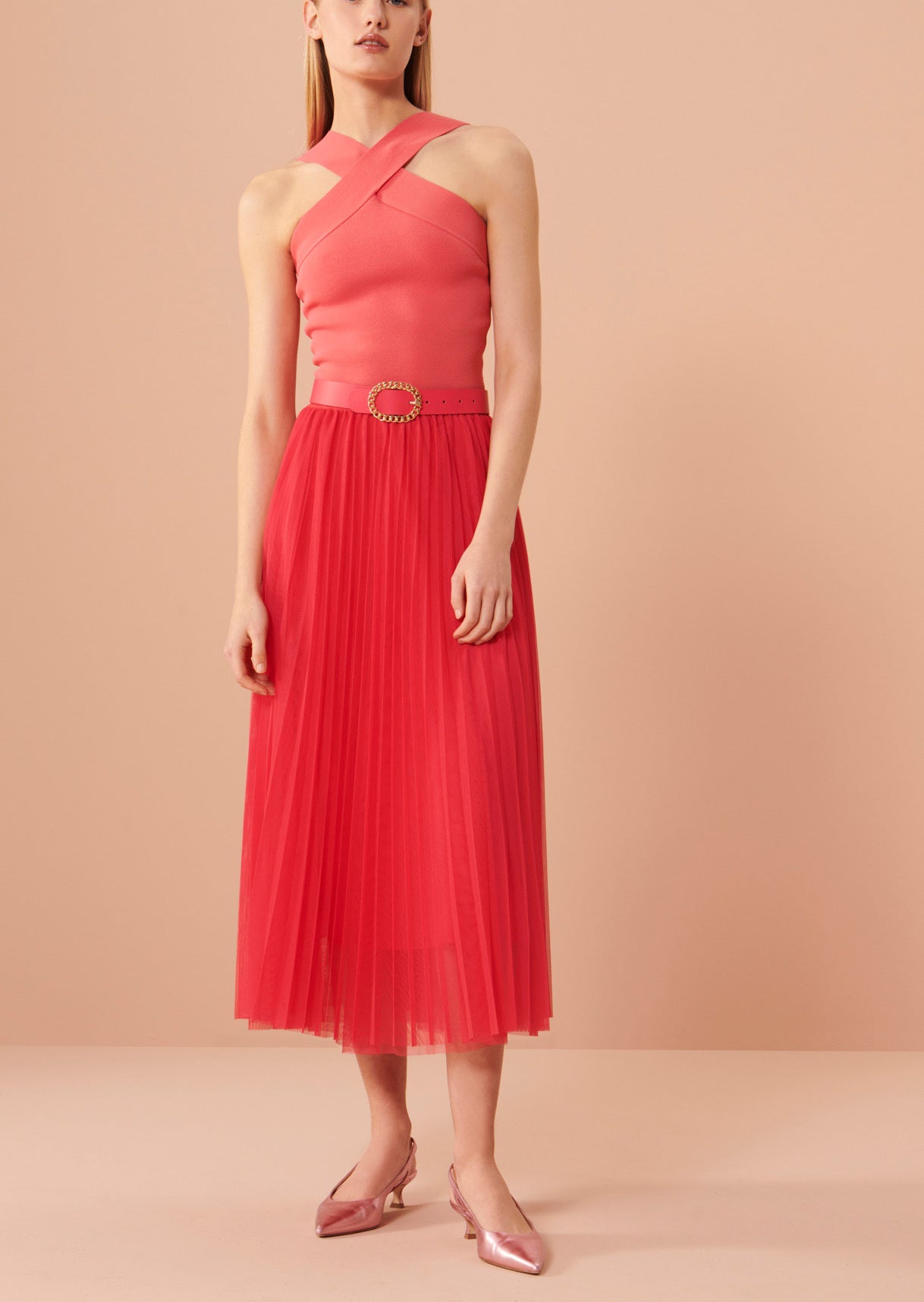 Top Prana croisé rose en maille compacte Faume - seconde main