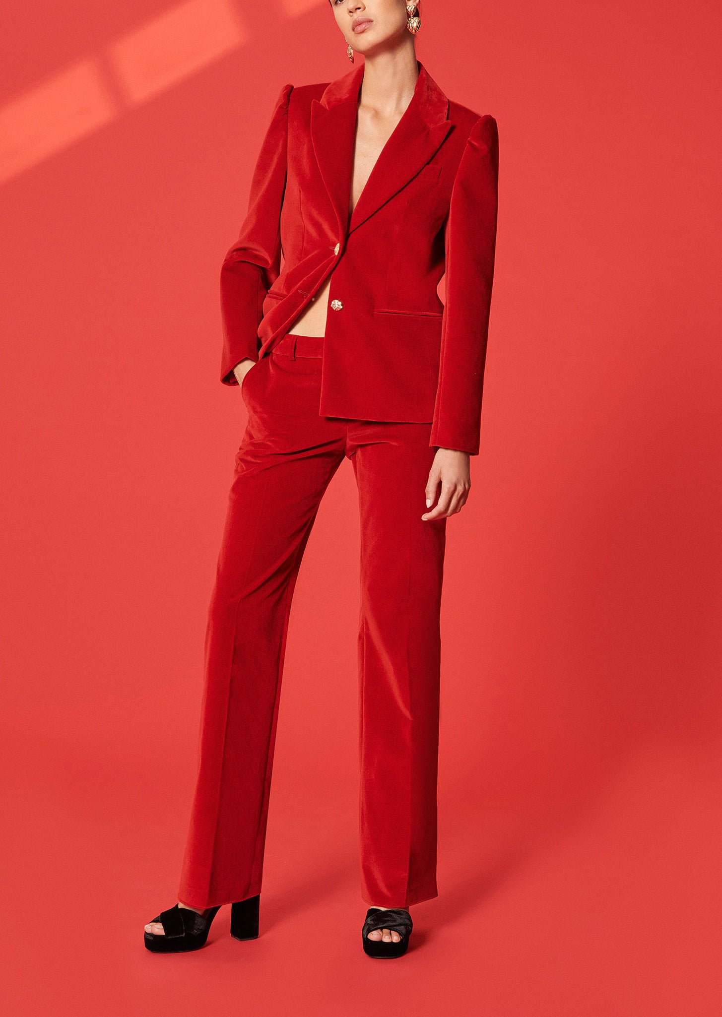 Pantalon Patti rouge en velours Faume - seconde main