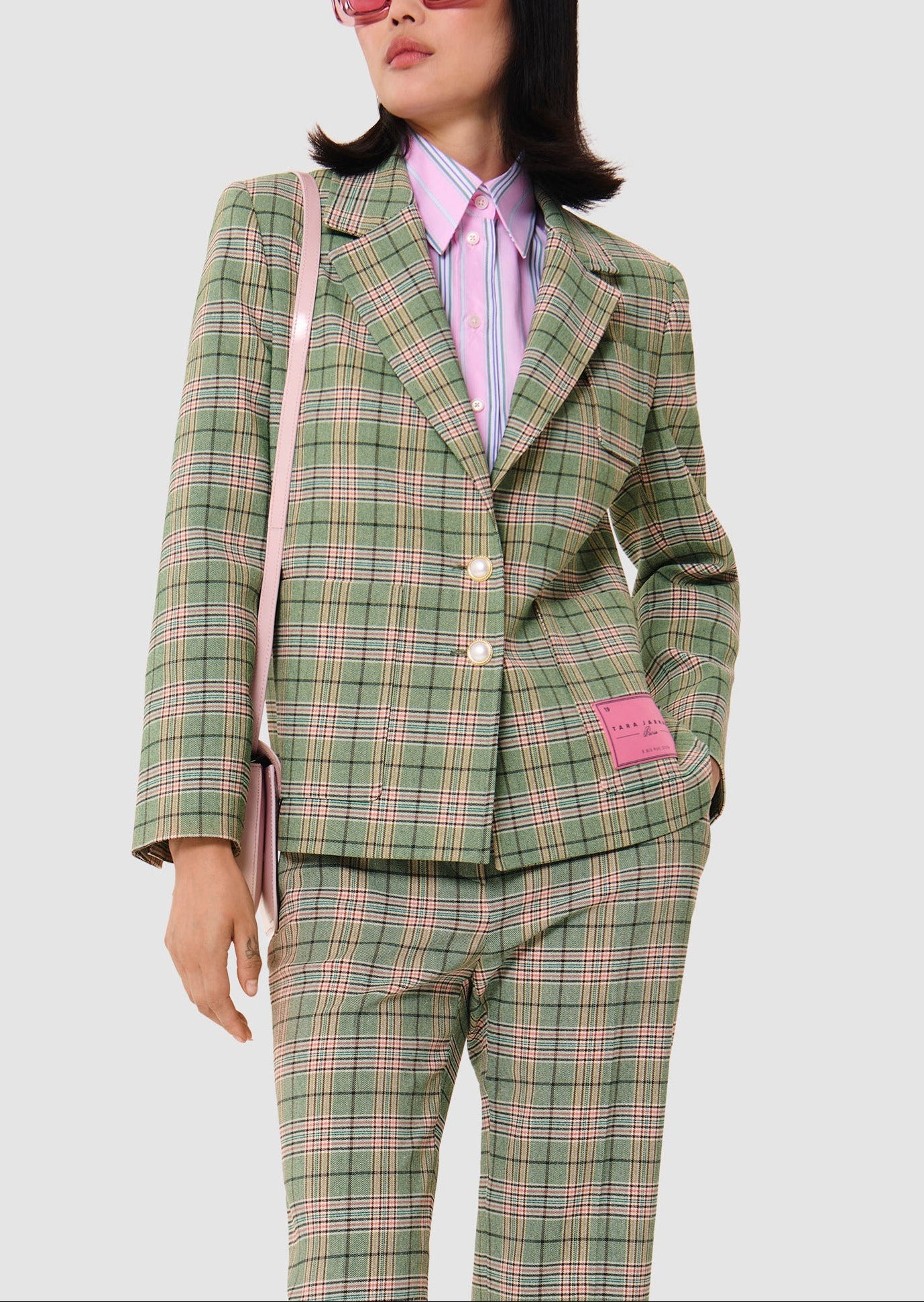 Veste verte en tartan Valy Faume - seconde main