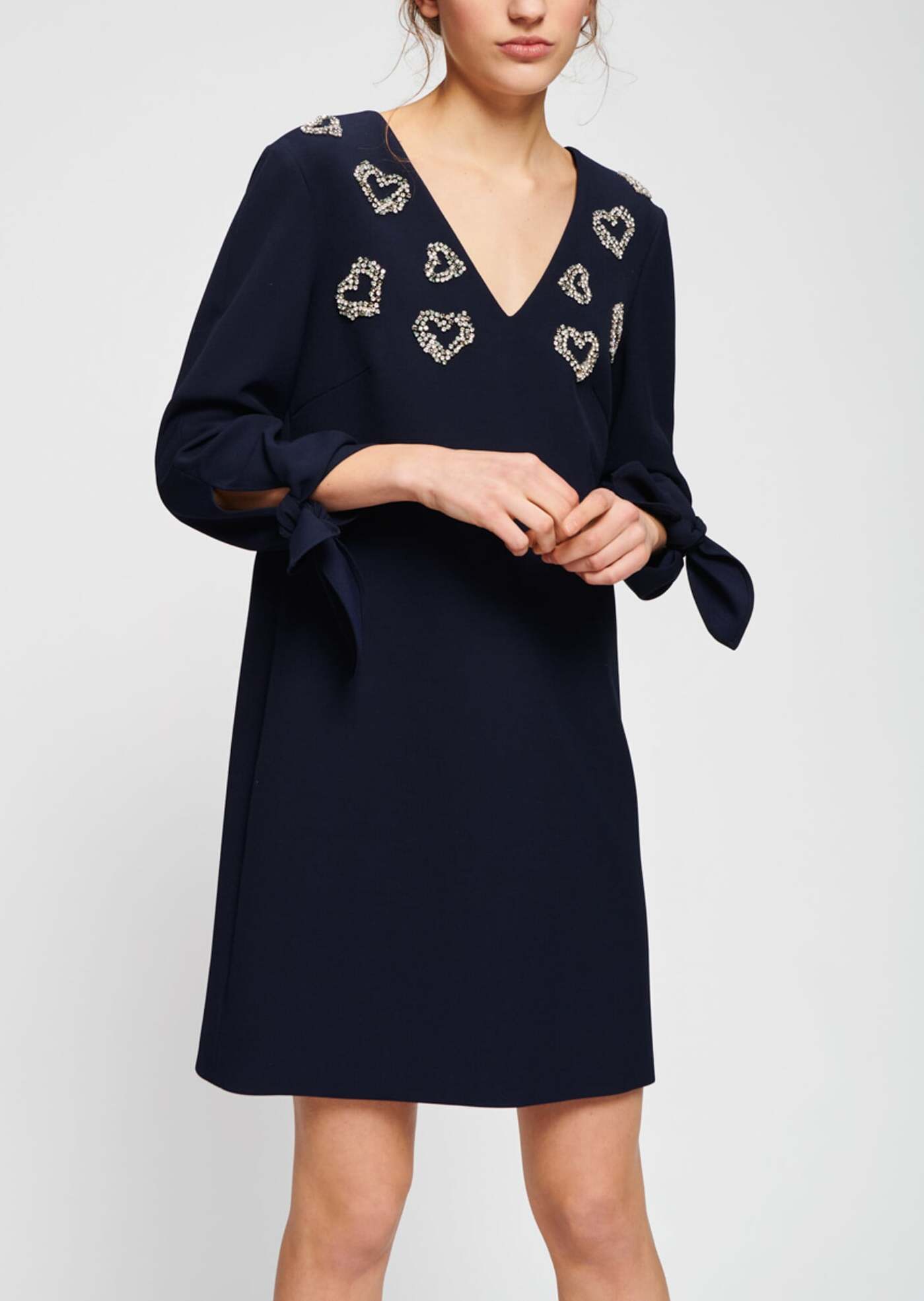 Robe bijou bleu nuit en toile gabardine Faume - seconde main