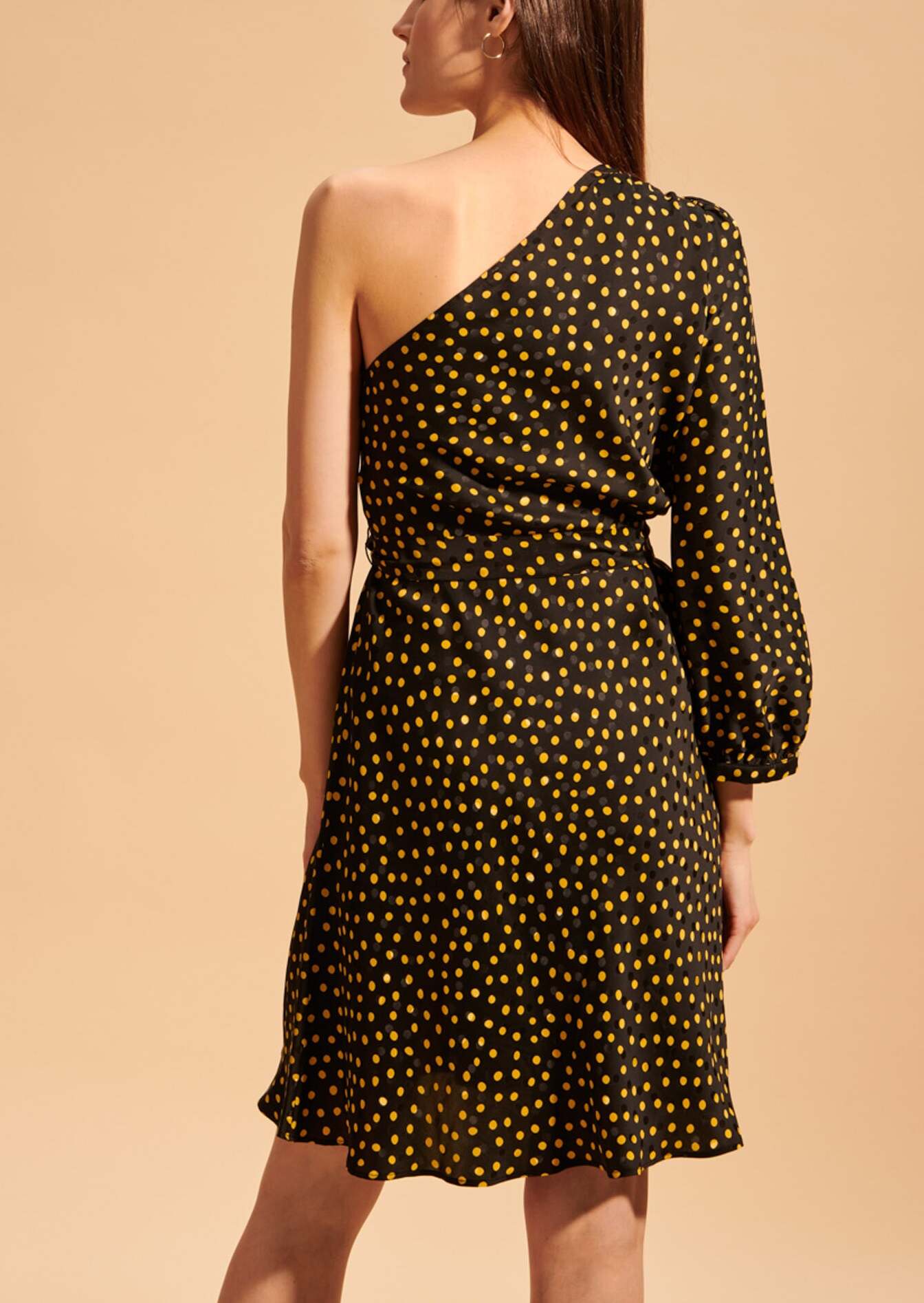 Robe one-shoulder Riona en jacquard pois Faume - seconde main