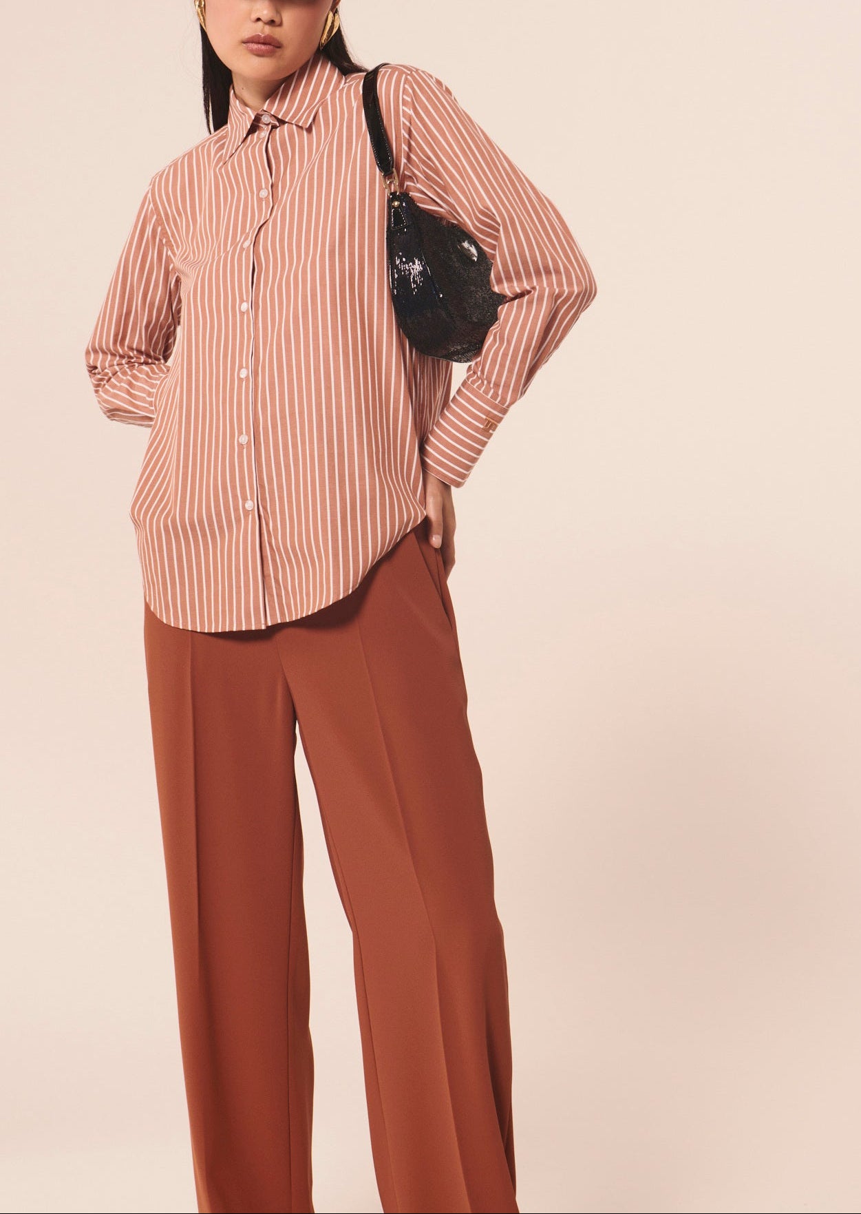 Chemise Carrie rose en popeline à rayures Faume - seconde main