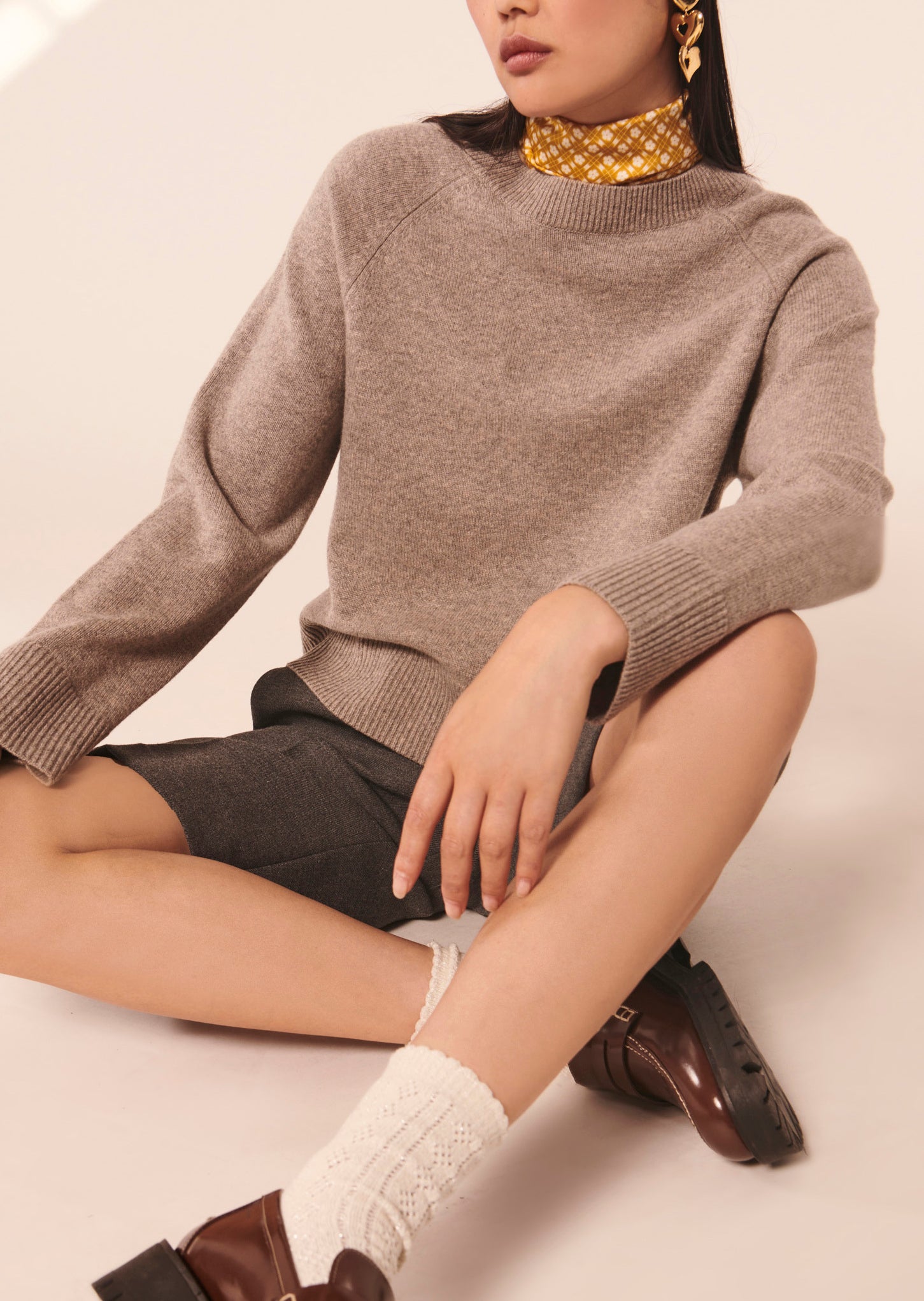 Pull Pema beige en laine merinos et alpaga Faume - seconde main