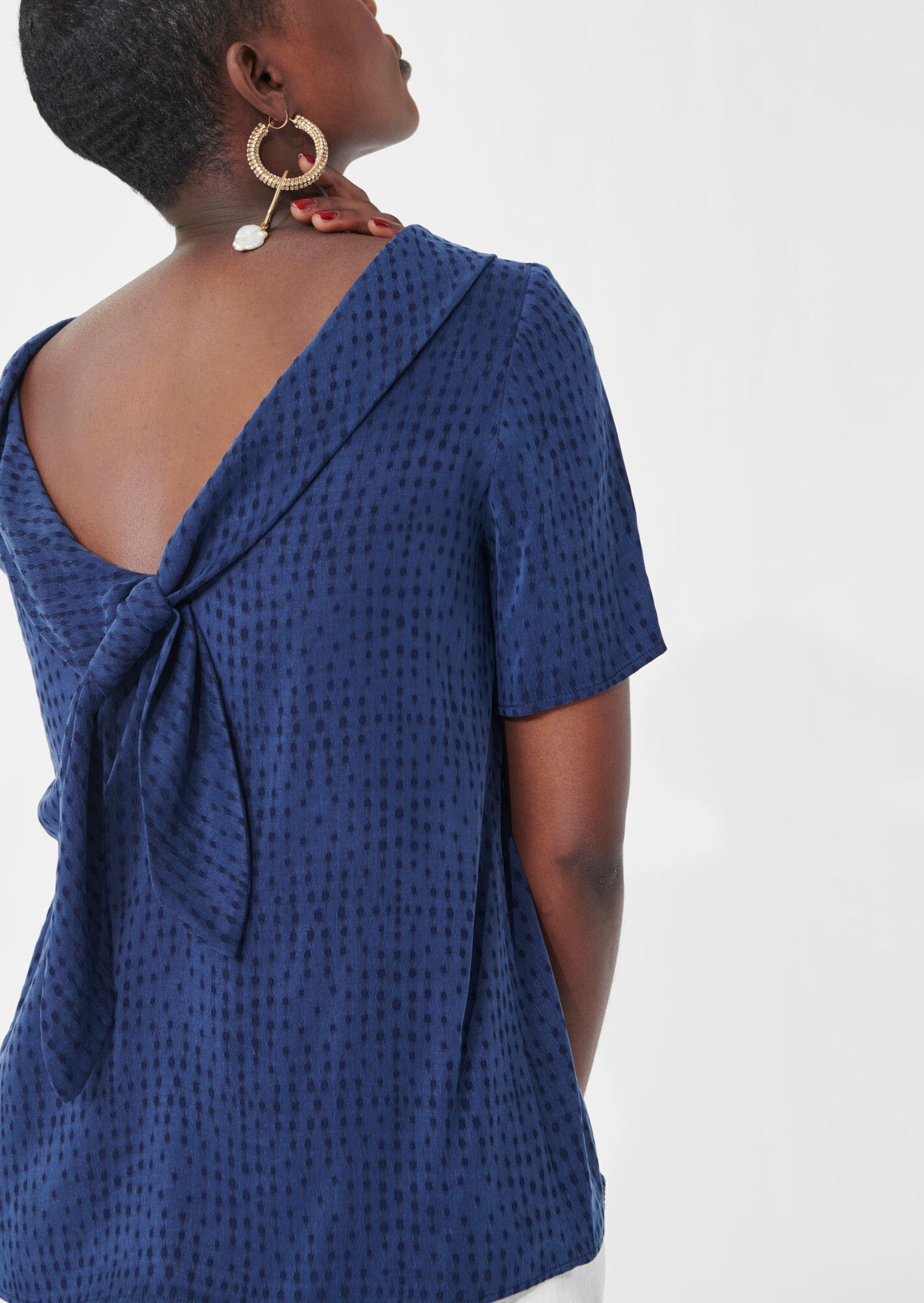 Top Tee marine en jacquard Faume - seconde main