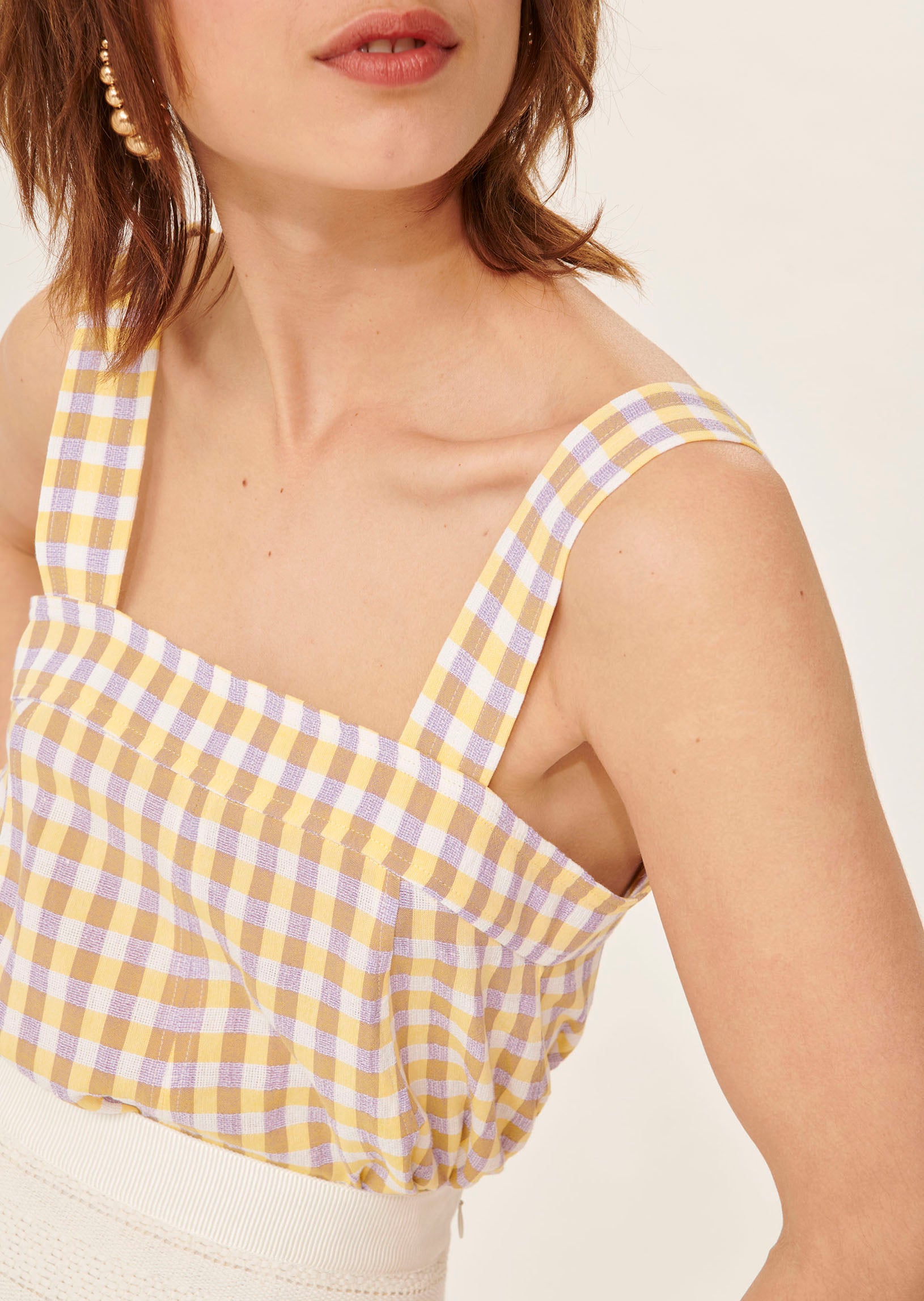 Top Tacci violet en vichy Faume - seconde main