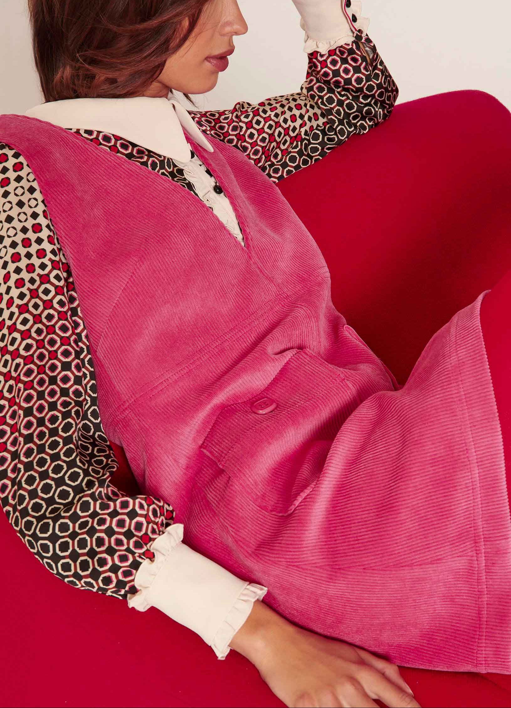 Robe Rutanie rose en velours côtelé Faume - seconde main