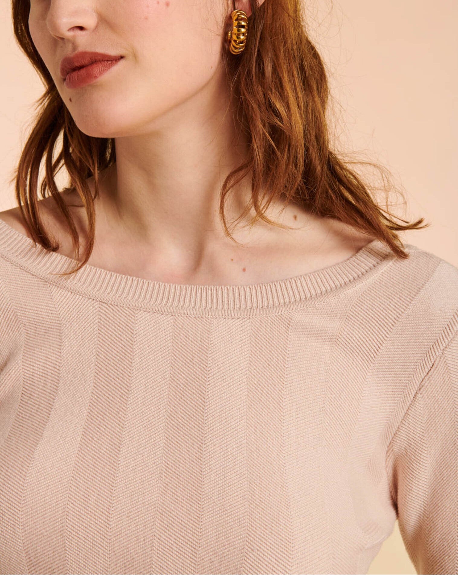 Top graphique Nour en maille beige rosé Faume - seconde main