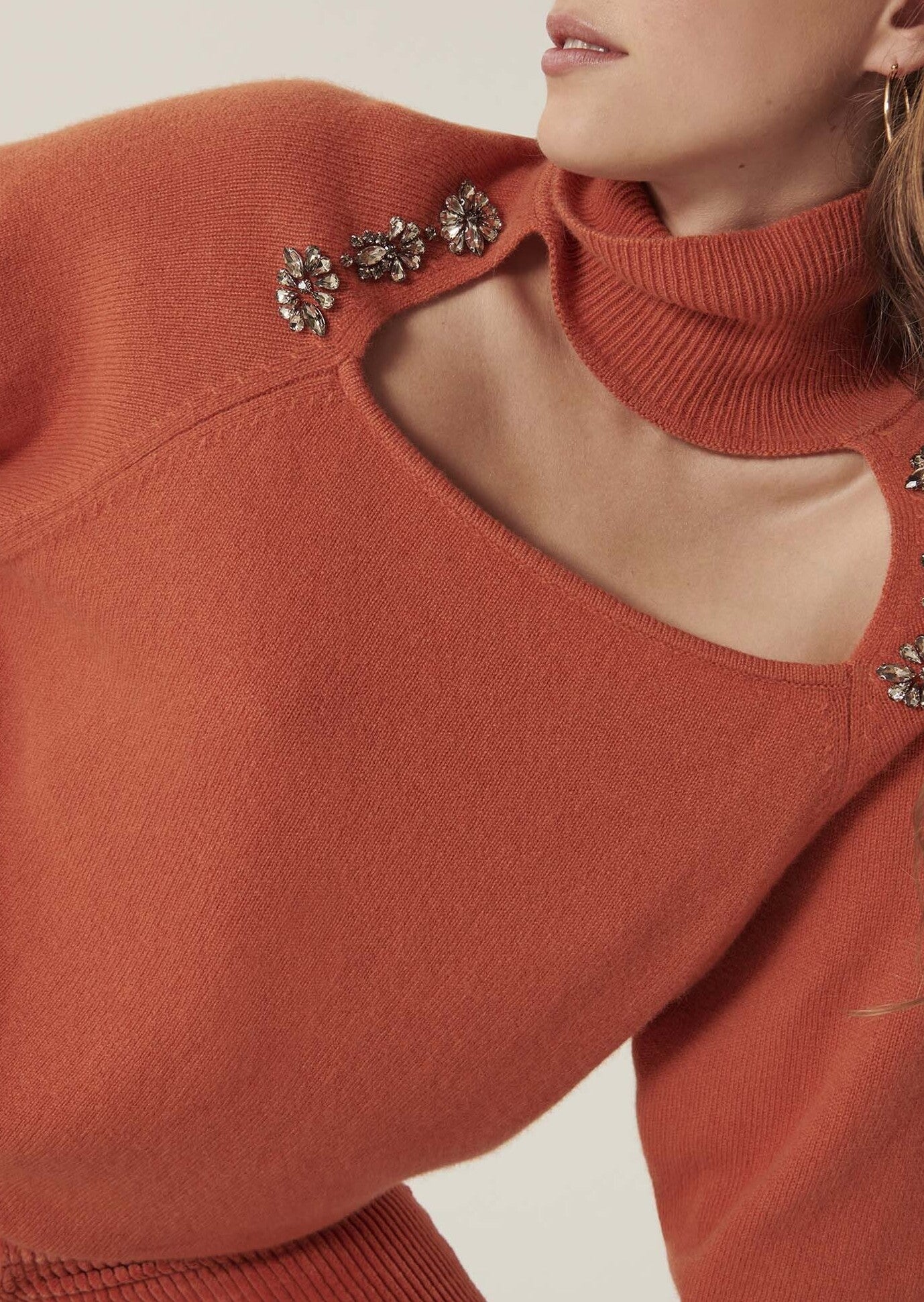 Pull Passion orange en maille identitaire Faume - seconde main