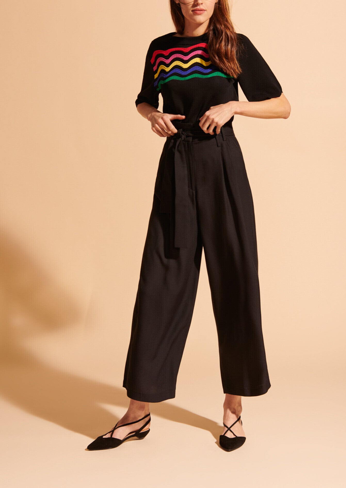 Pantalon Pia noir en crêpe léger Faume - seconde main