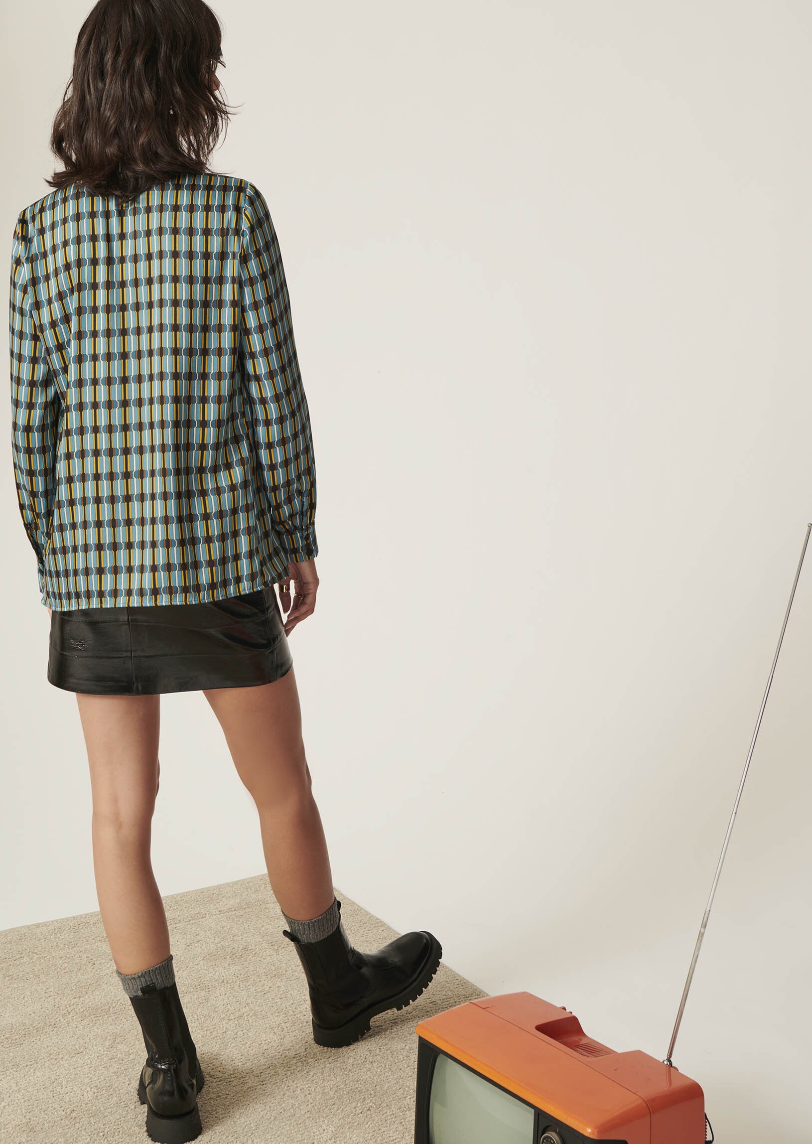 Chemise Caliette bleue imprimé cravate Faume - seconde main