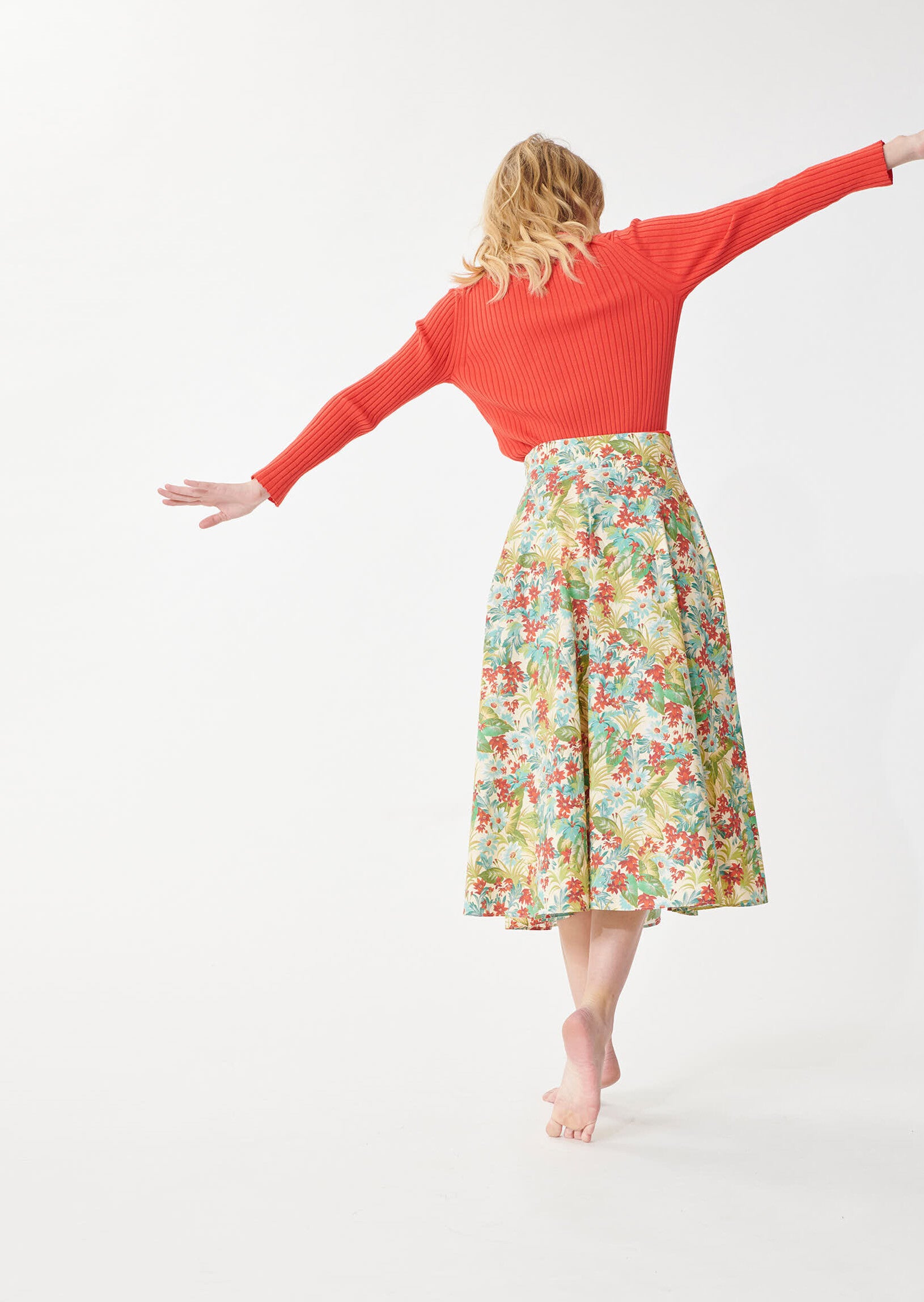 Jupe Jeanette écrue imprimé pampa en popeline de coton Faume - seconde main