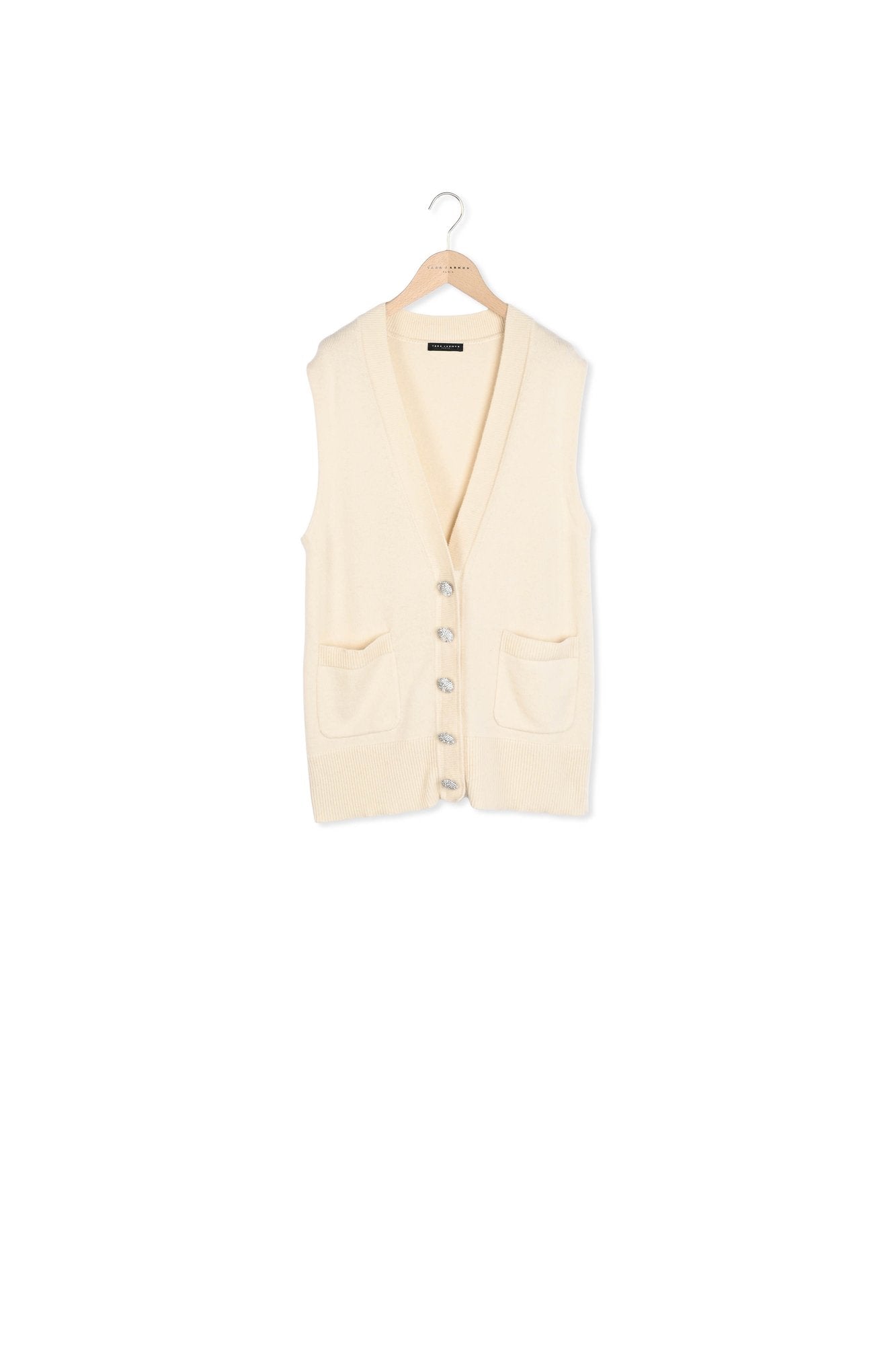 Gilet Ginny écru en laine mérinos et alpaga Faume - seconde main