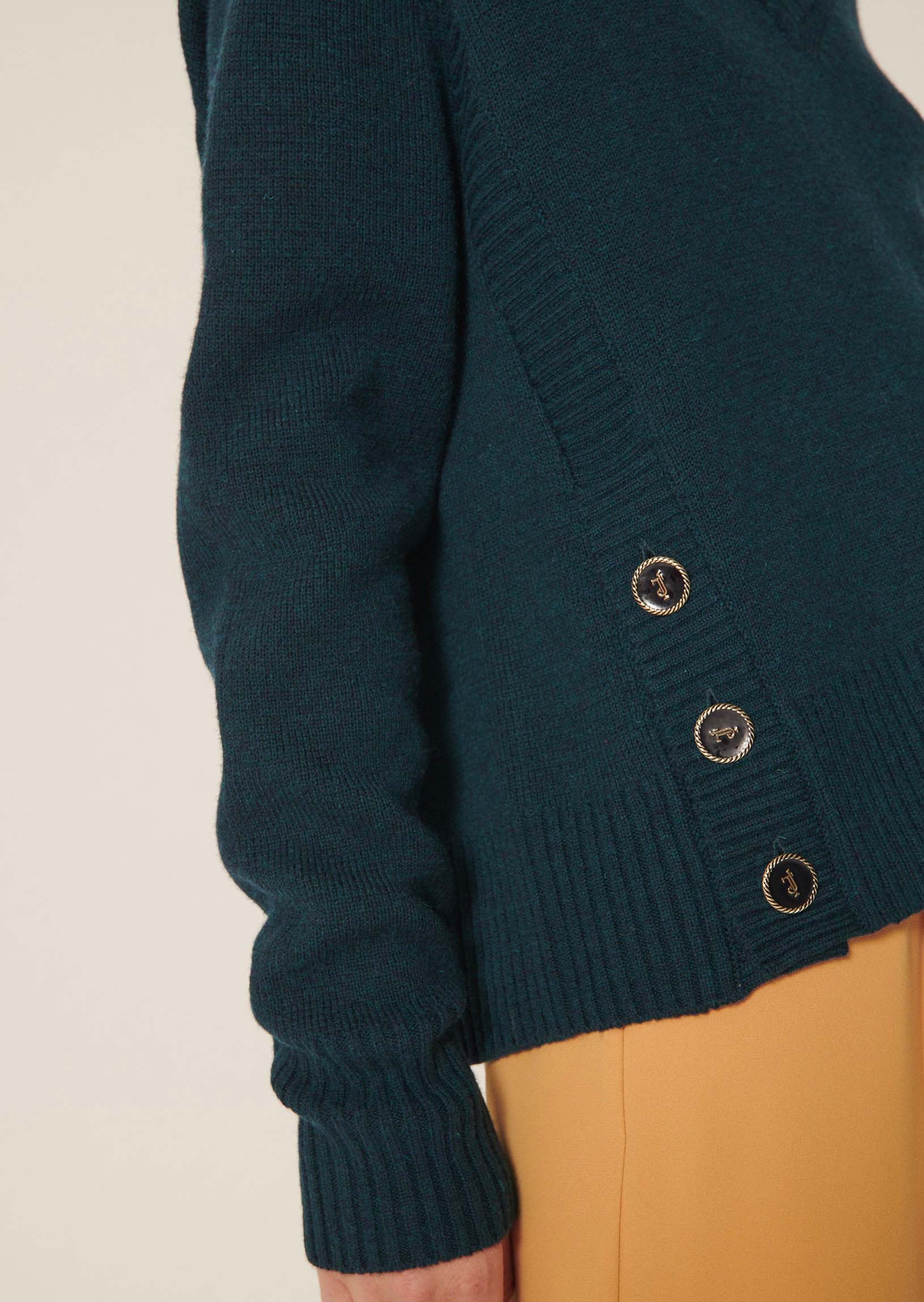 Pull Promesse bleu pétrole en laine Faume - seconde main